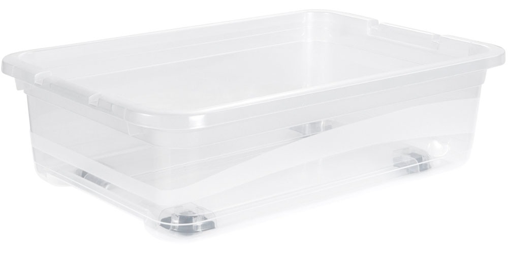 keeeper Aufbewahrungsbox »Konrad, Box mit Rollen, 4er Set, 28 L, 59,5 x 39,5 x 18 cm« durch Clips verschließbar, Griffe und Rollen am Boden