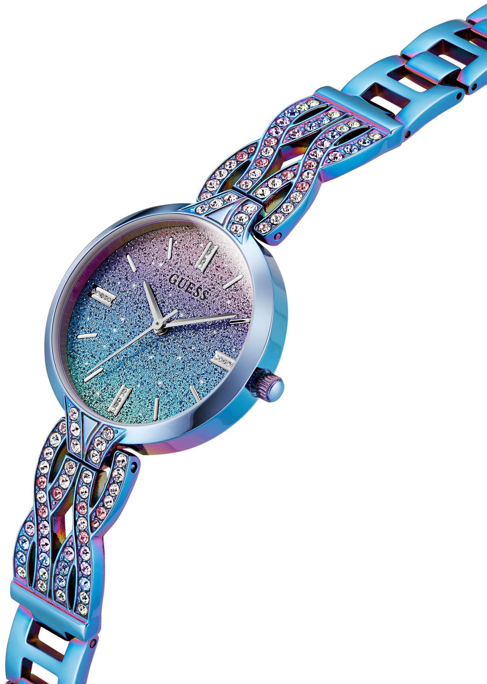 Guess Quarzuhr »CORAL«, Armbanduhr, Damenuhr, Edelstahlarmband