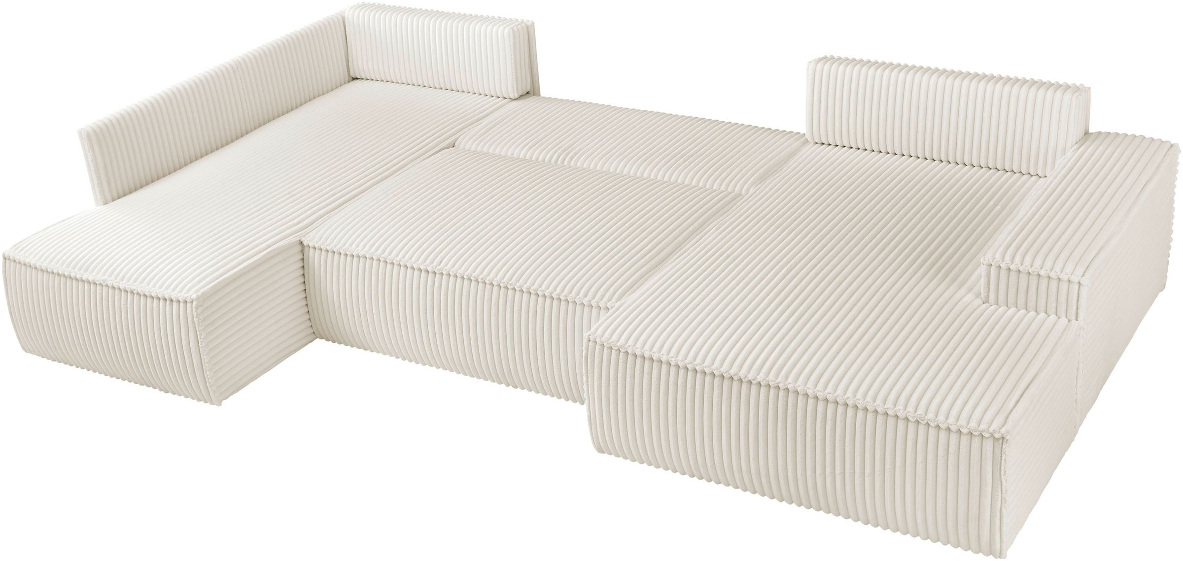 andas Wohnlandschaft »FINNLEY U-Form XXL 329 cm, Schlafsofa, Schlaffunktion m. Bettkasten«, (194/139 cm), Bouclé, Struktur und Cord