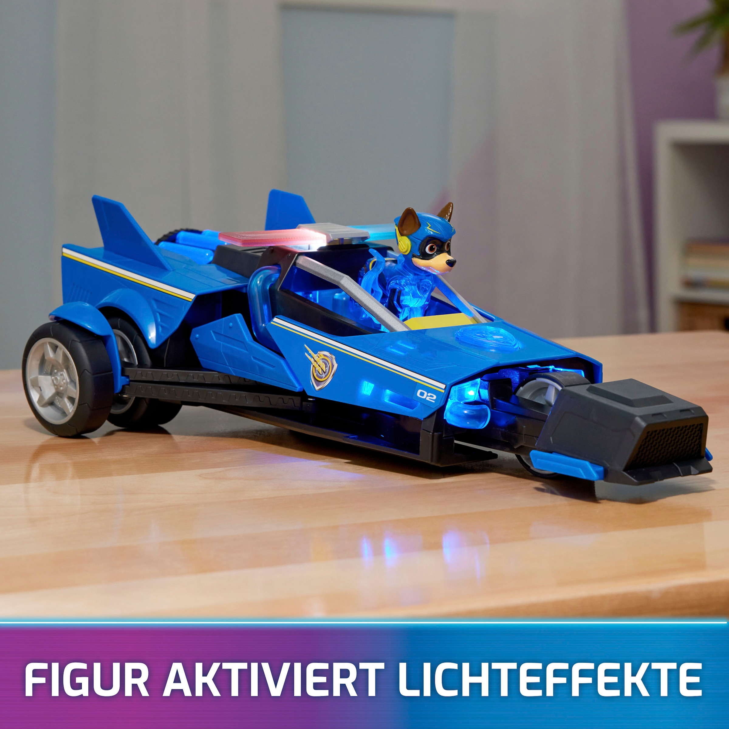 Spin Master Spielzeug-Rennwagen »Paw Patrol - Movie II - Chases Deluxe Raketen-Fahrzeug«, Superhelden-Raketenfahrzeug inkl. Chase Figur
