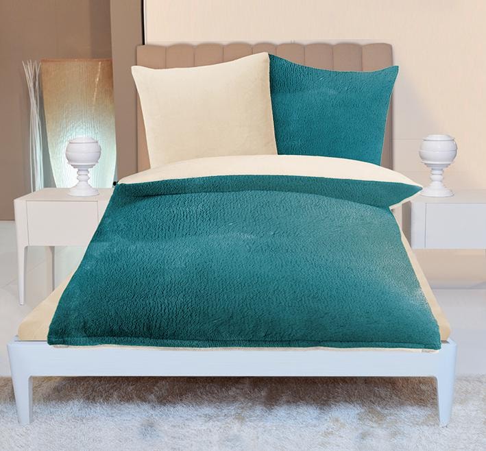 Wendebettwäsche GÖZZE, grün, Microfaser, Obermaterial: 100% Polyester, Bettwäsche, "Superflausch in Gr. 135x200 oder 155x220 cm", Fleece kuschelig