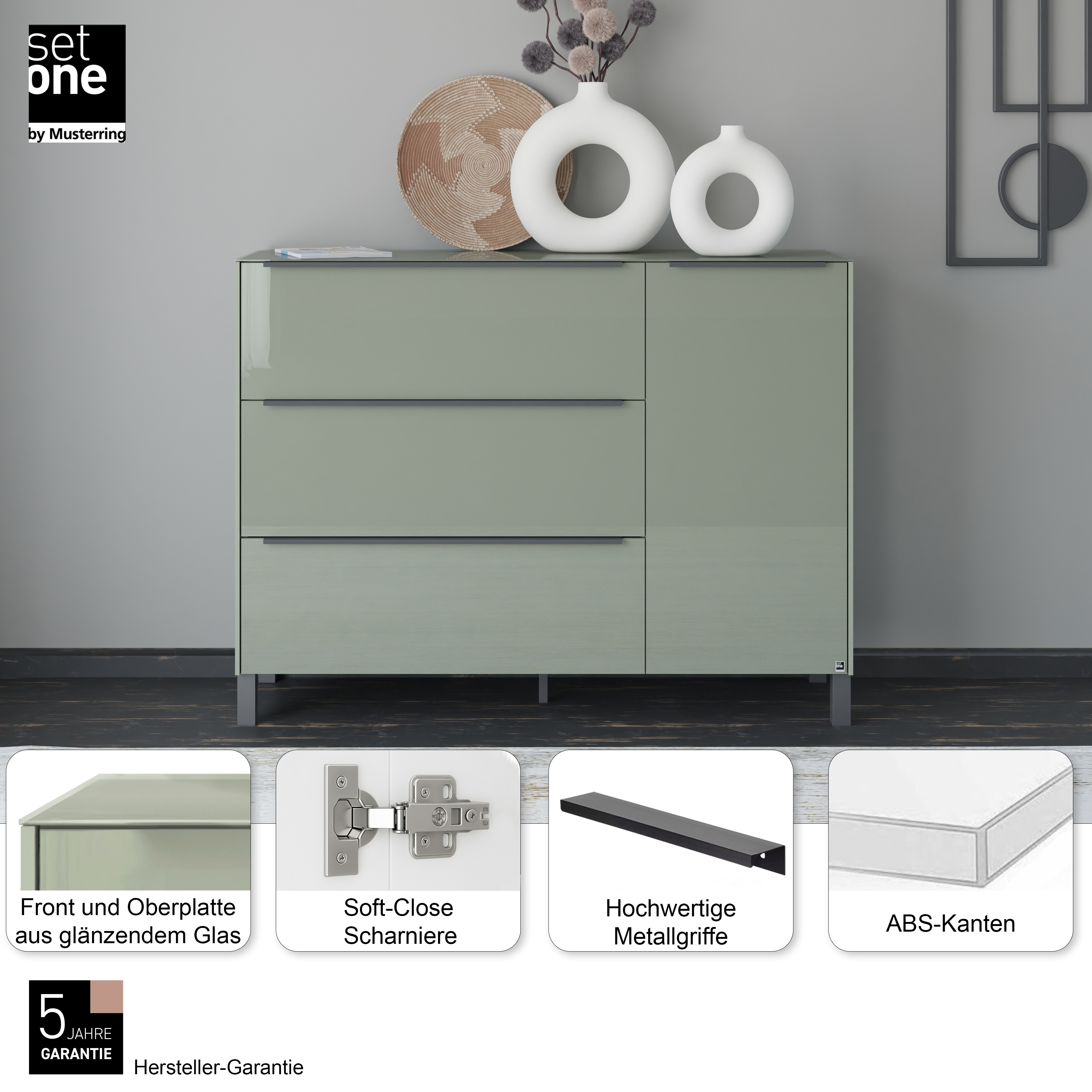 Thumbnail - set one by Musterring Sideboard "Reno" 1 Stk. tlg. Mit Vierkantfuß in diversen Farben, 106 cm Höhe & Farbauswahl