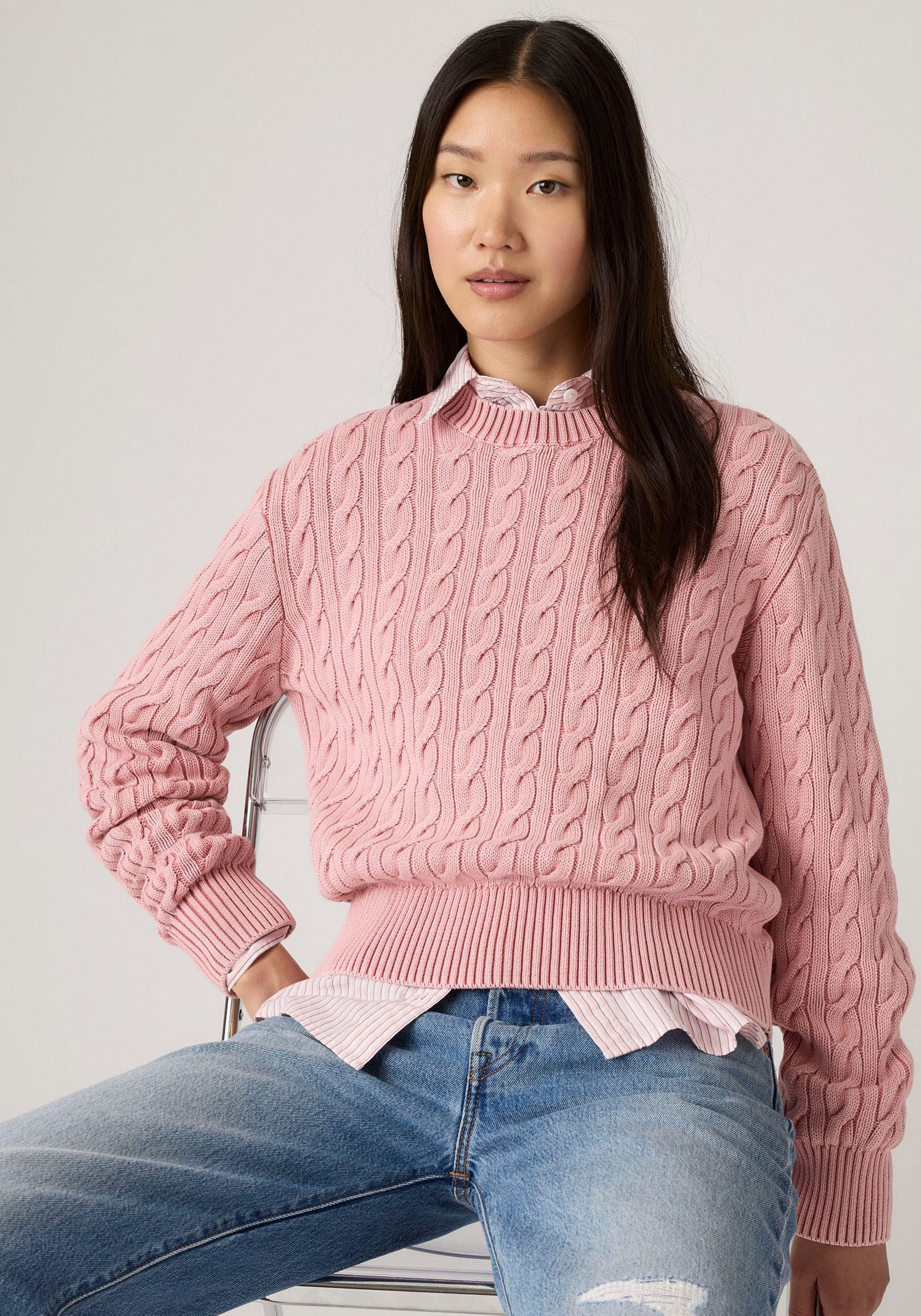 Levis Rundhalspullover "BOYFRIEND CREW PU", Mit Zopfmuster günstig online kaufen