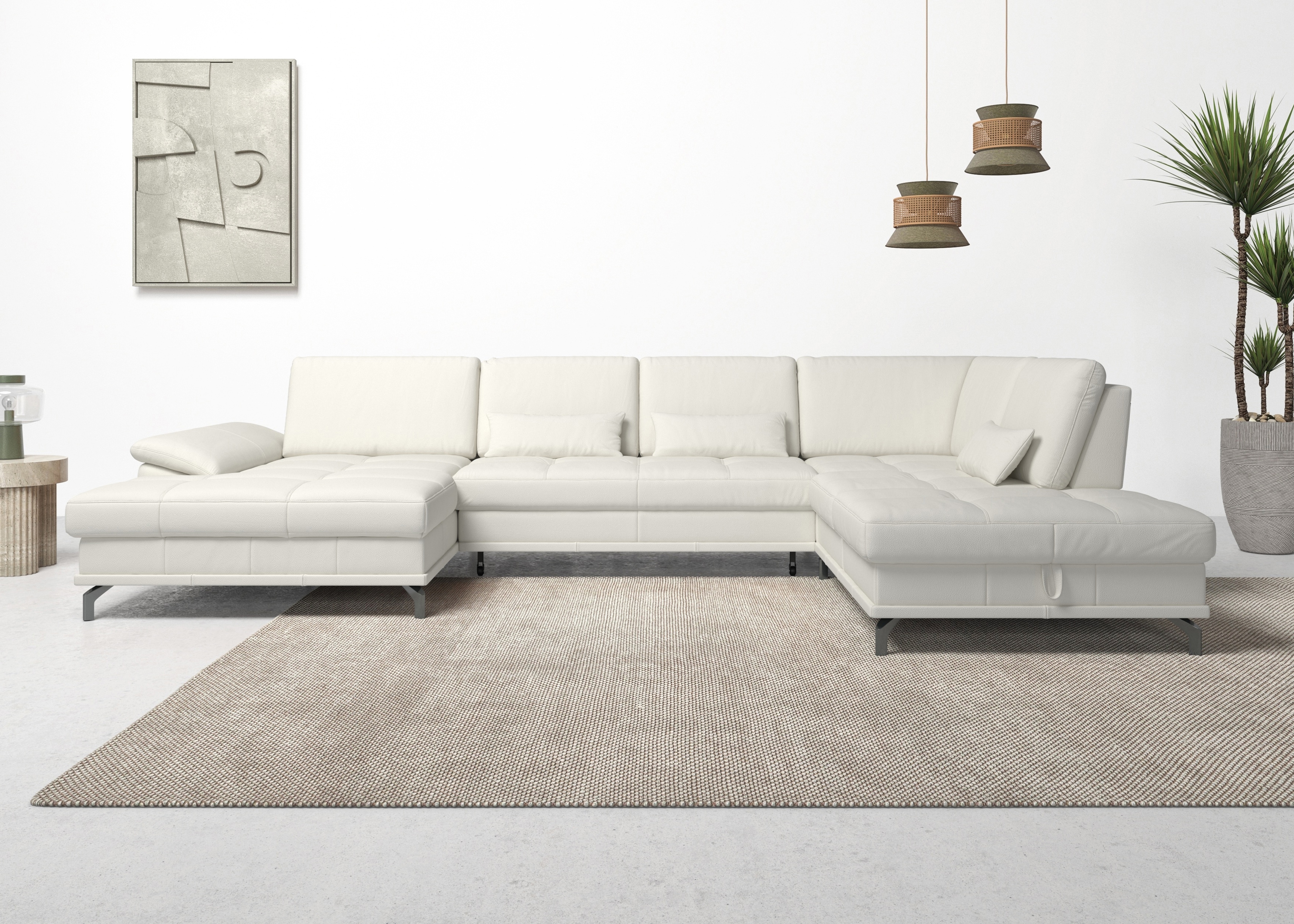 OTTO home Wohnlandschaft "Costello U-Form, B: 363 cm mit Sitztiefen-, Armteilverstellung &" 3 Nierenkissen, optional Schlaffunktion & Bettkasten