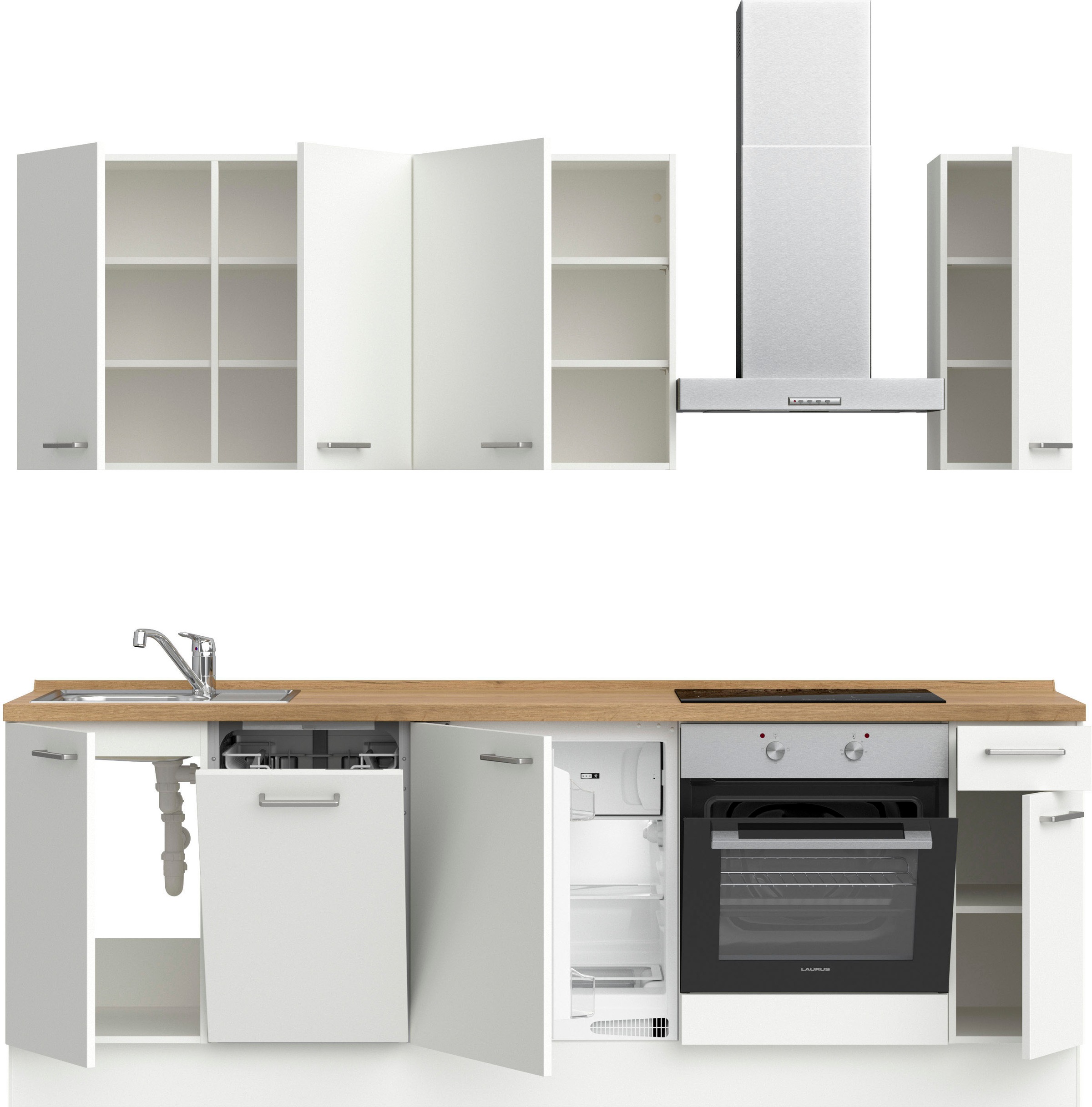 nobilia® Küchenzeile »"Touch I"« vormontiert, Ausrichtung wählbar, Breite 240 cm, wahlw. mit E-Geräten