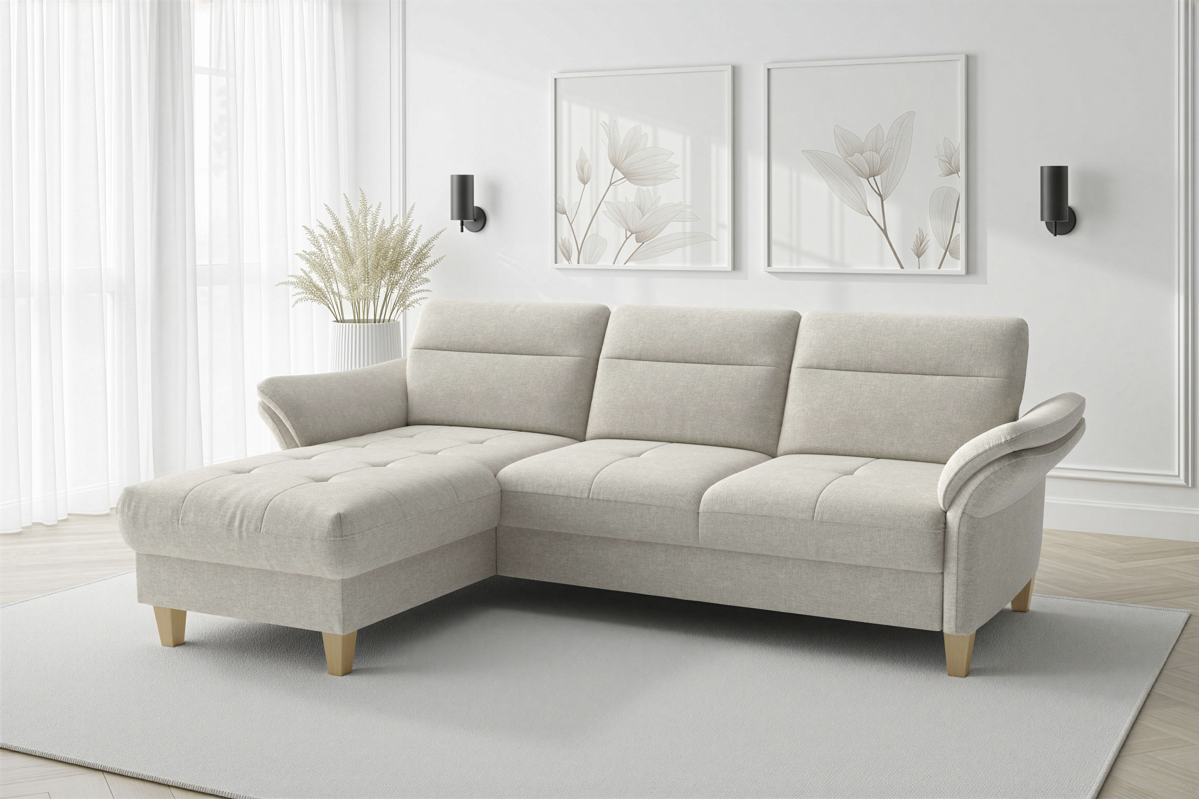 sit&more Ecksofa "Pamela L-Form, B: 230 cm, optional Schlaffunktion & Bettkasten" mit Federkern