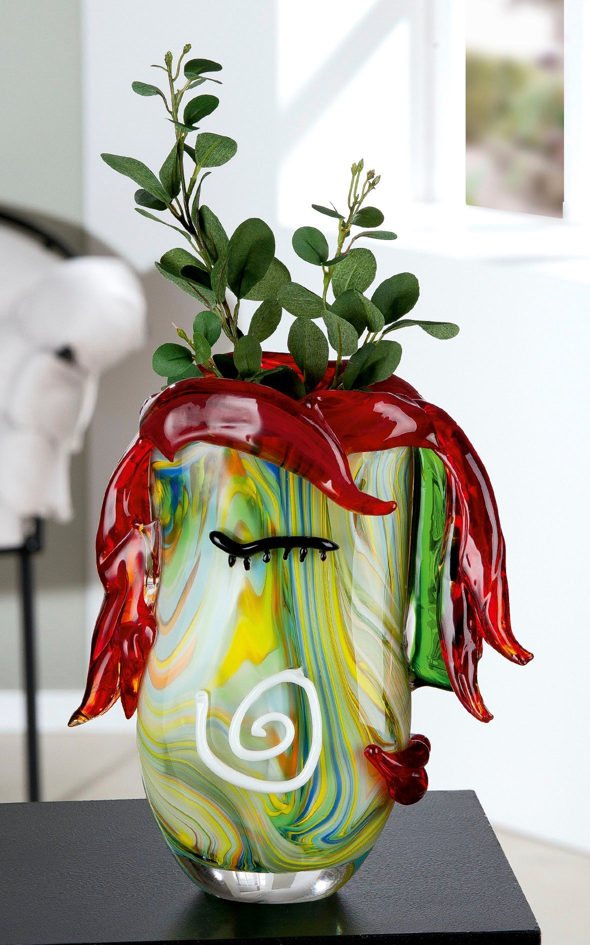 Casablanca by Gilde Tischvase "Curly" dekorative Vase aus Glas, Blumenvase