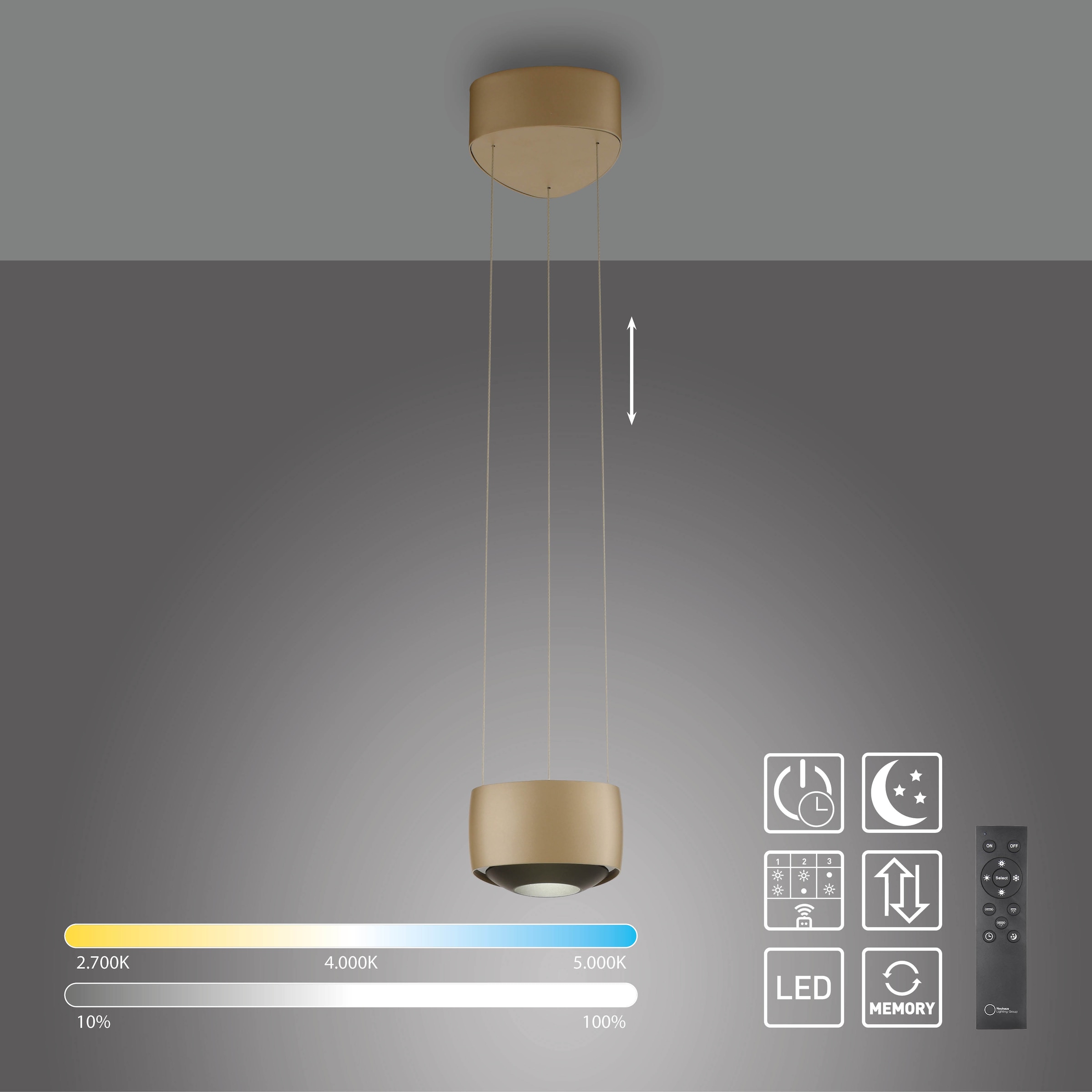 Neuhaus Q DESIGN CONTROL LIGHTS LED Pendelleuchte »Q-STRETTO« LED-Board 1 Stk. warmweiß - kaltweiß