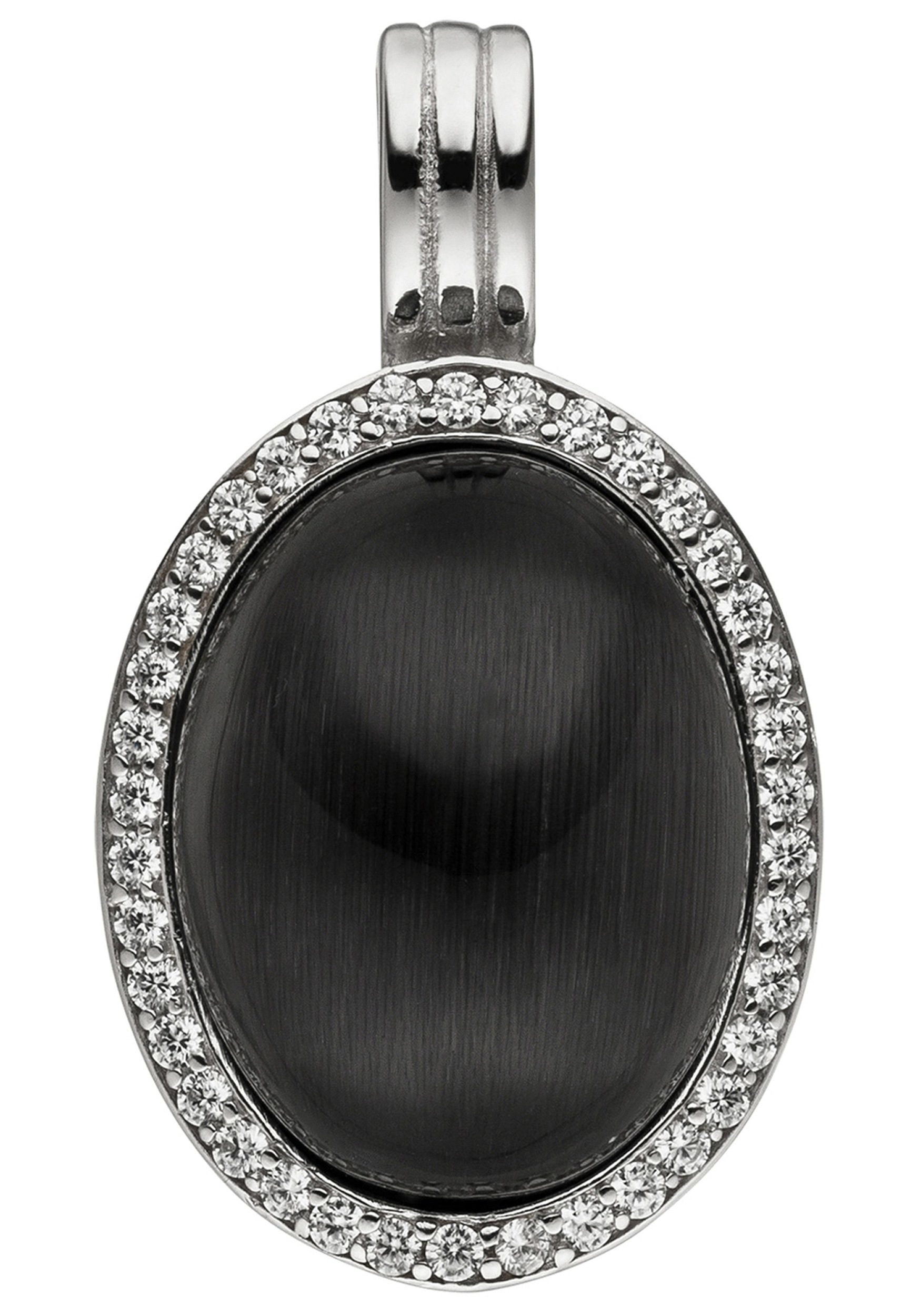 JOBO Damen Kettenanhänger "Anhänger oval 33 mm", Silber 925 (Sterlingsilber), schwarz, Silber 925 (Sterlingsilber), Schmuckanhänger, 925 Silber