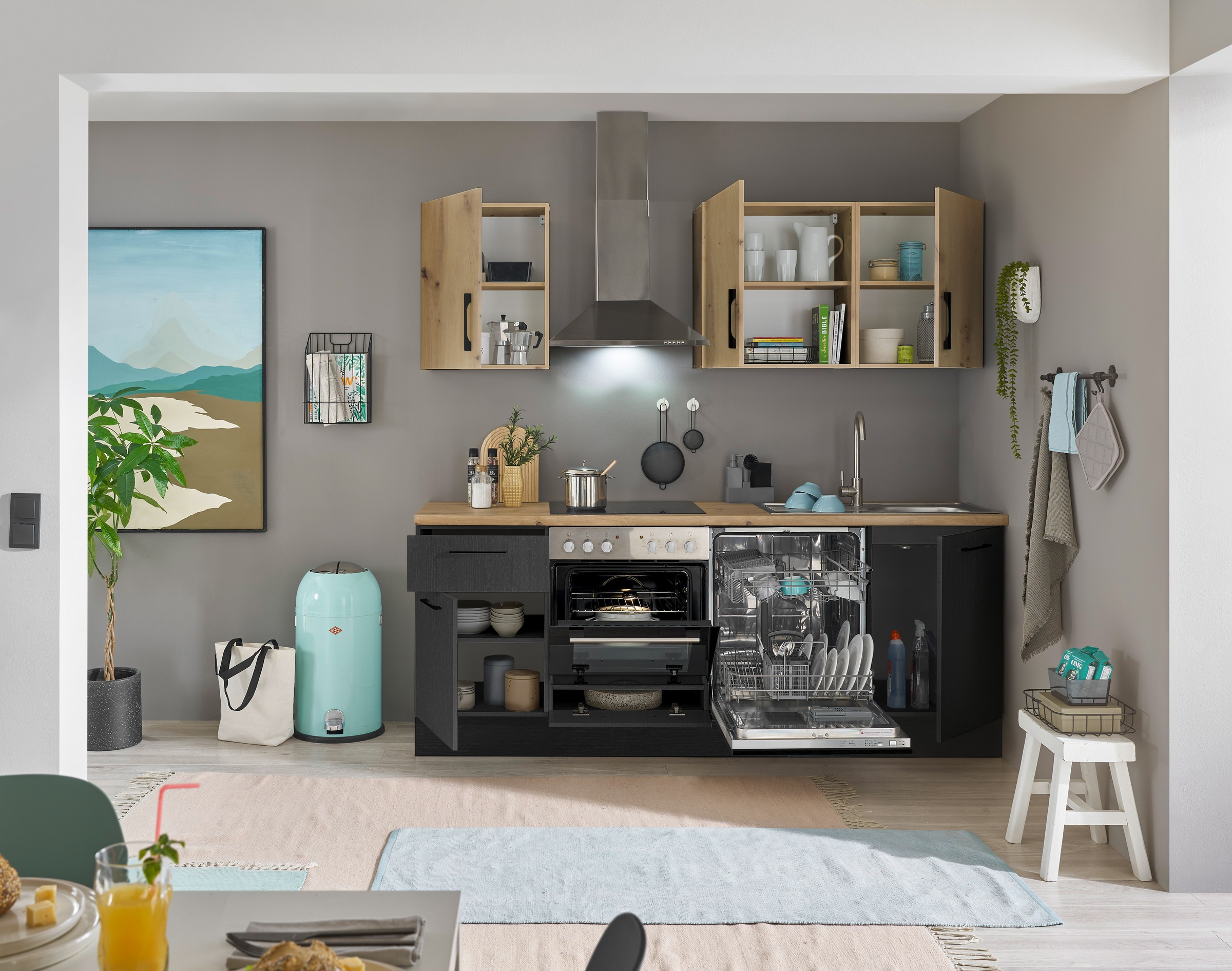 BASIC by Balculina Küchenzeile »Turin«, Breite 220 cm, wahlweise mit E-Geräten
