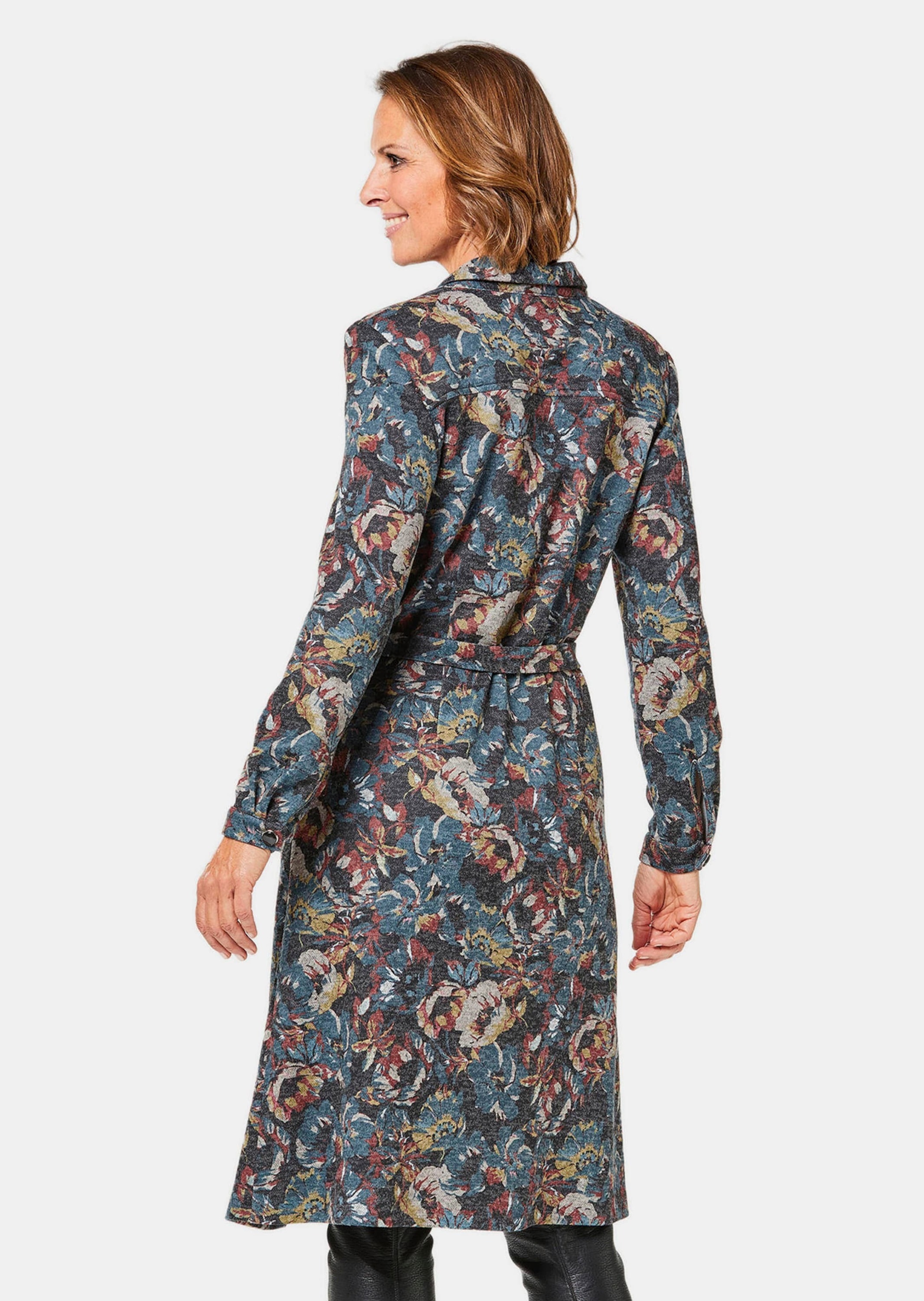 GOLDNER Midikleid »Bluse Hemdblusenkleid mit Bindegürtel«