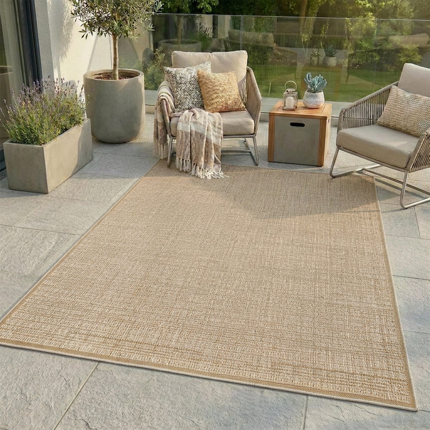 Carpet City Outdoorteppich »Flachgewebe in Sisal-Optik, Wetterfest & UV-beständig« rechteckig 0,5 mm Höhe Witterungsbeständig für Balkon, Terrasse, Garten