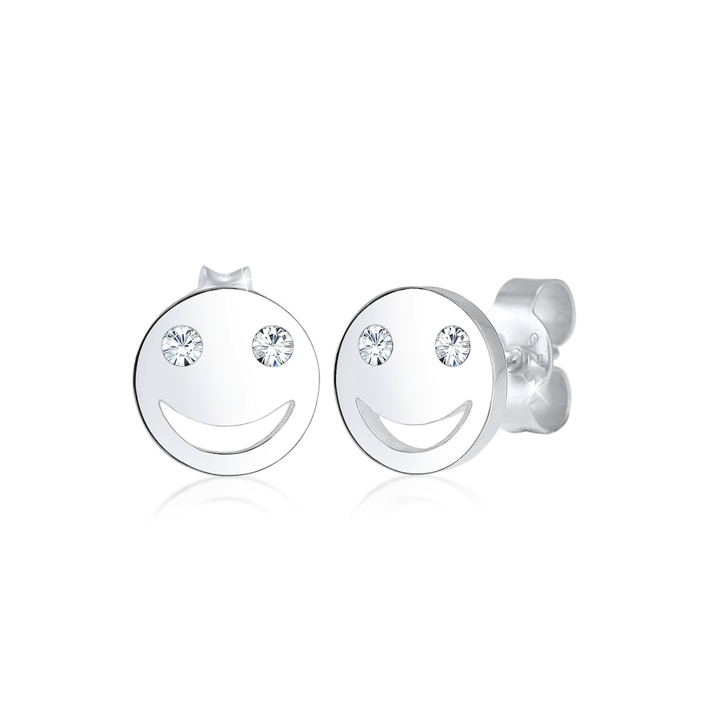 Elli Paar Ohrstecker »mit Smiling Face Kristalle 925 Silber«