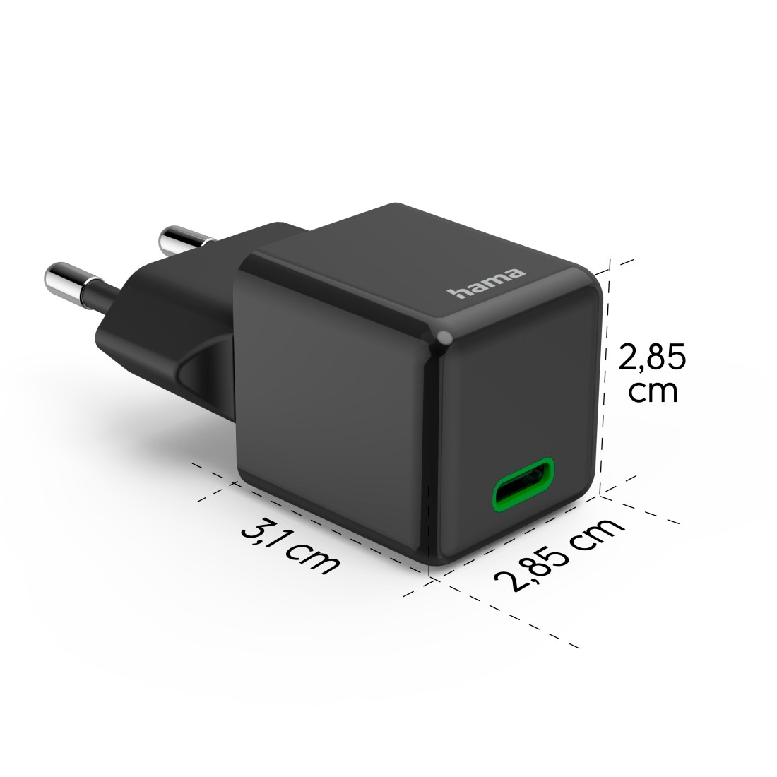 Hama Schnelllade-Gerät »Schnellladegerät (USB-C, PD/QC, extraklein 3,1 x 2,85 x 2,85 cm, 30 W)«, (1 St.)
