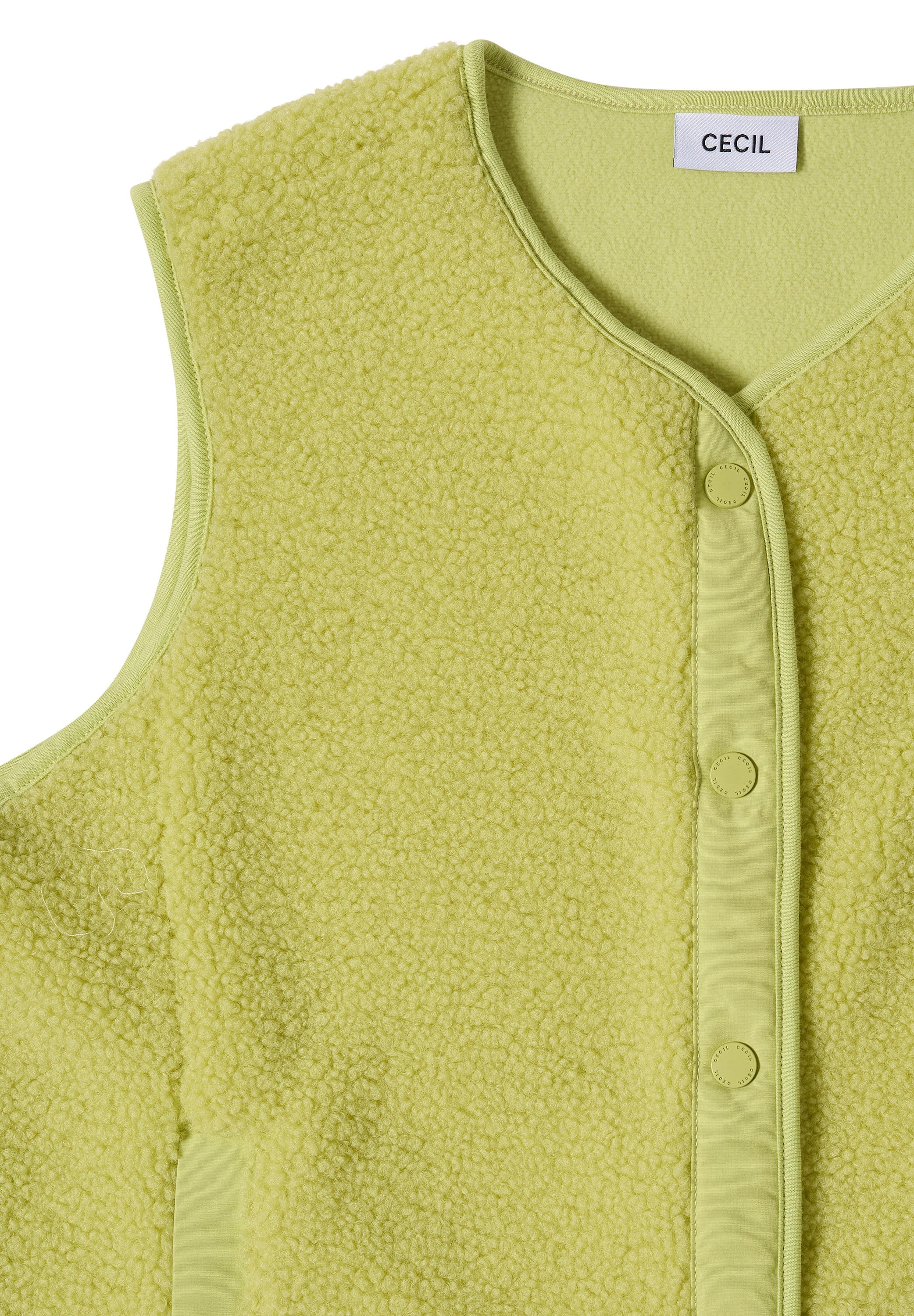 Cecil Plüschweste Softshelldetails, V-Ausschnitt, unifarben