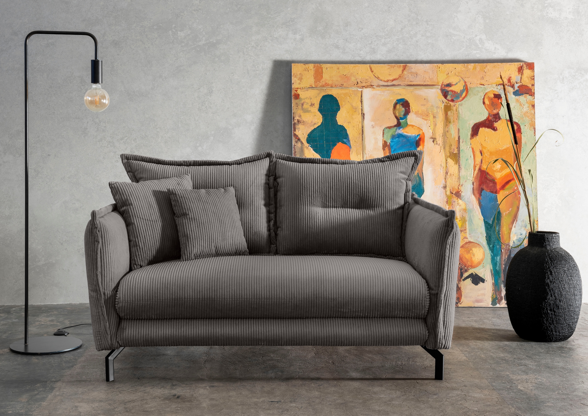 Home affaire Ecksofa "Lava modern und bequem, schmale Armlehnen, tolle Detailverarbeitung" zwei verschiedene Fußfarben wählbar