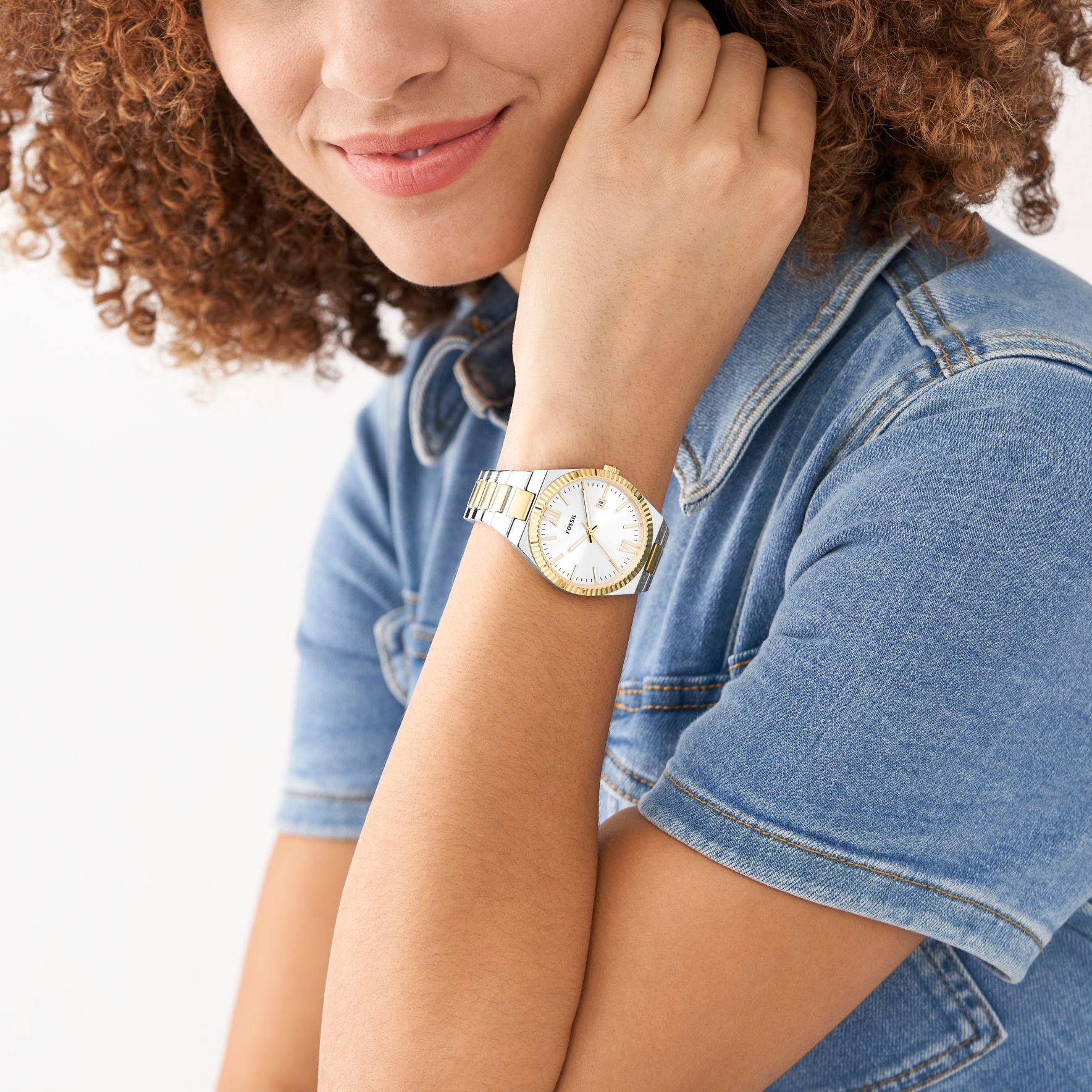 Fossil Quarzuhr »SCARLETTE«, Armbanduhr, Damenuhr, analog, Edelstahlarmband