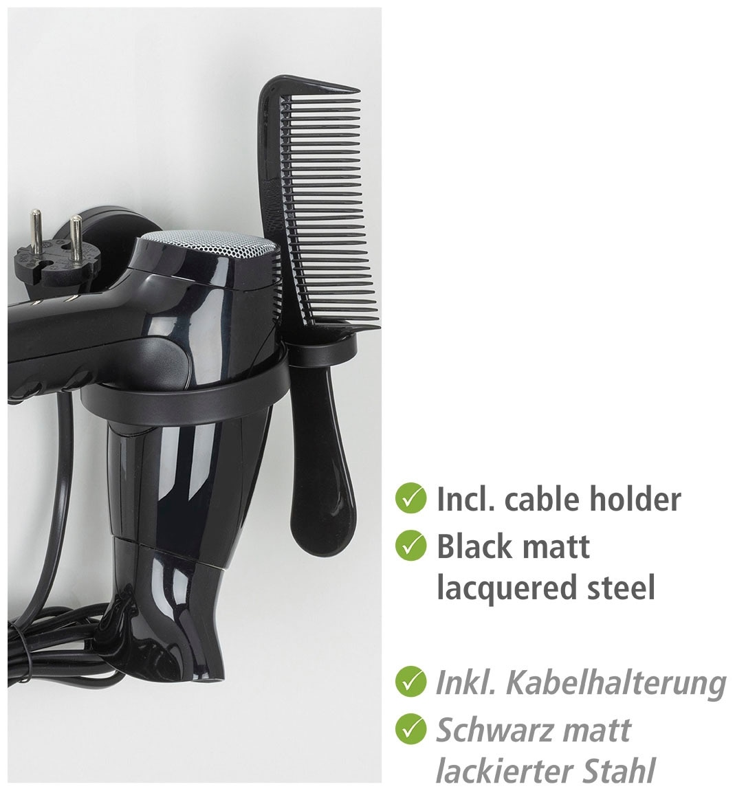 WENKO Haartrocknerhalter »Static-Loc® Plus Pavia«, Befestigen ohne Bohren