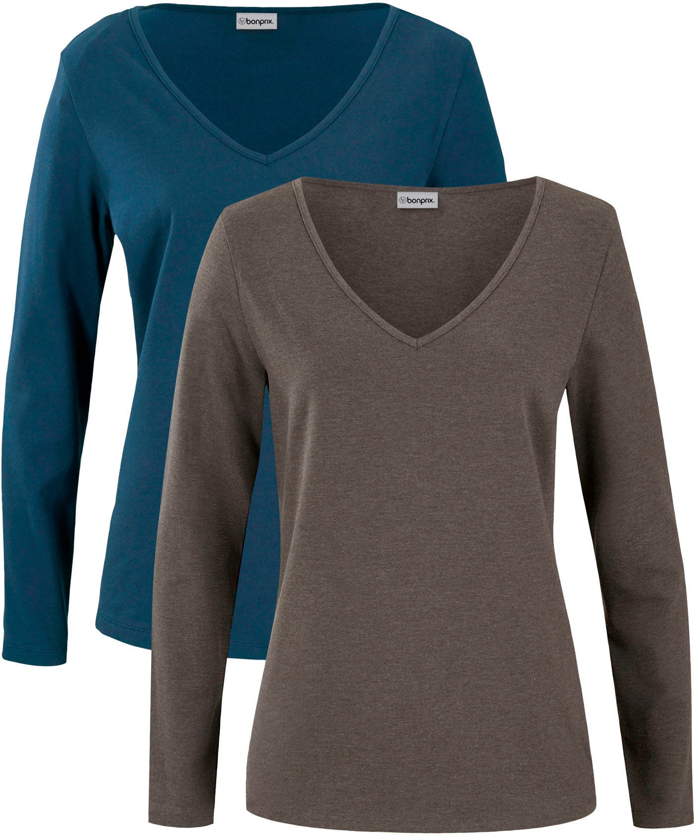 bonprix Langarmshirt "Figurbetontes Langarmshirt (2er Pack)" Packung, 2, 2 günstig online kaufen