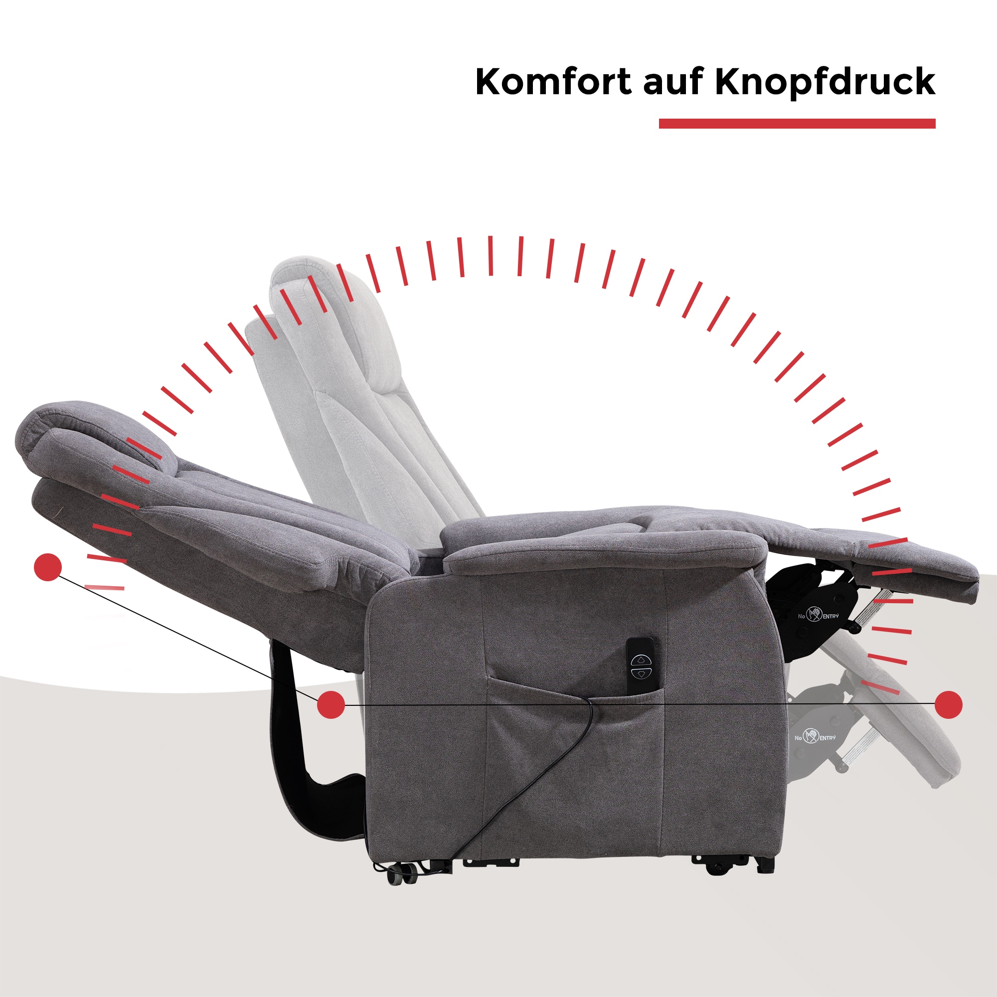 Duo Collection TV-Sessel »Toronto XXL mit elektrischer Aufstehhilfe und Relaxfunktion« bis 150kg belastbar, Taschenfederkern, Stahlwellenunterfederung