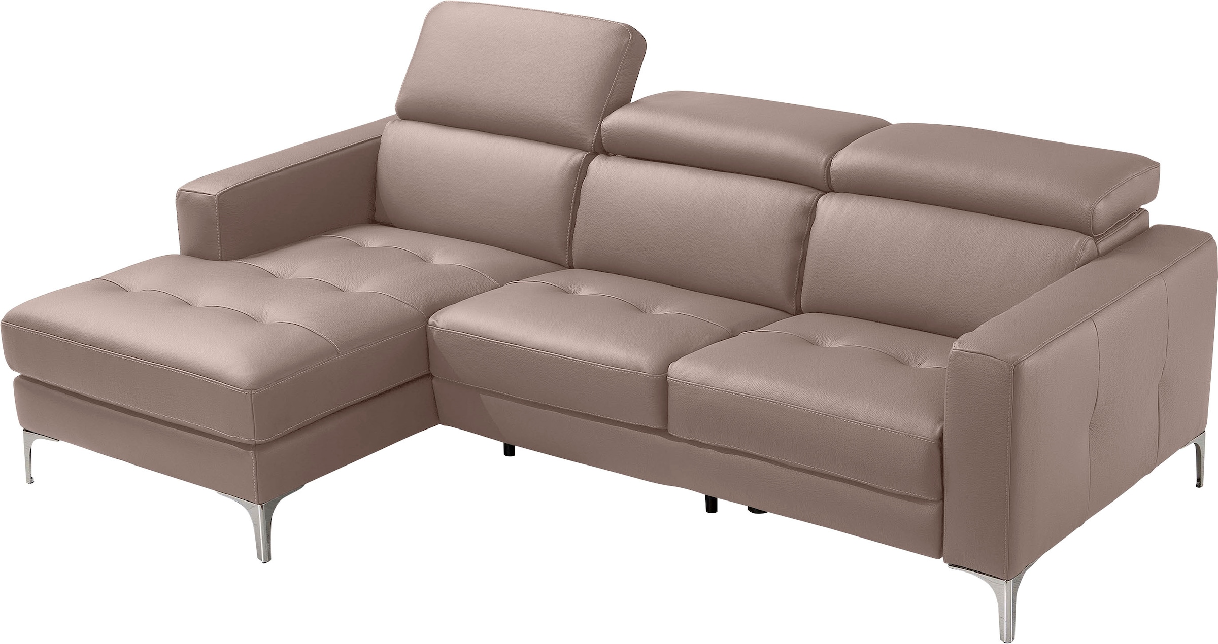 Egoitaliano Ecksofa "Matt, erstklassiger Sitzkomfort, aufwendige Detailverarbeitung, L-Form" mit verstellbaren Kopfteilen zum Relaxen