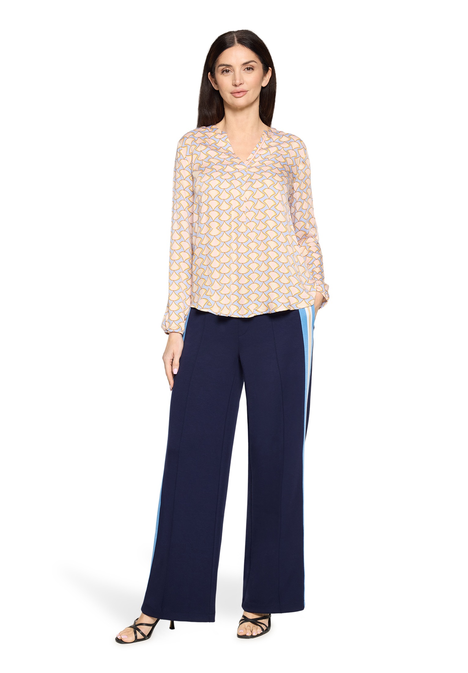 Cartoon Graphic Print Pullover Blouse Blue/Apricot Size 34 3
