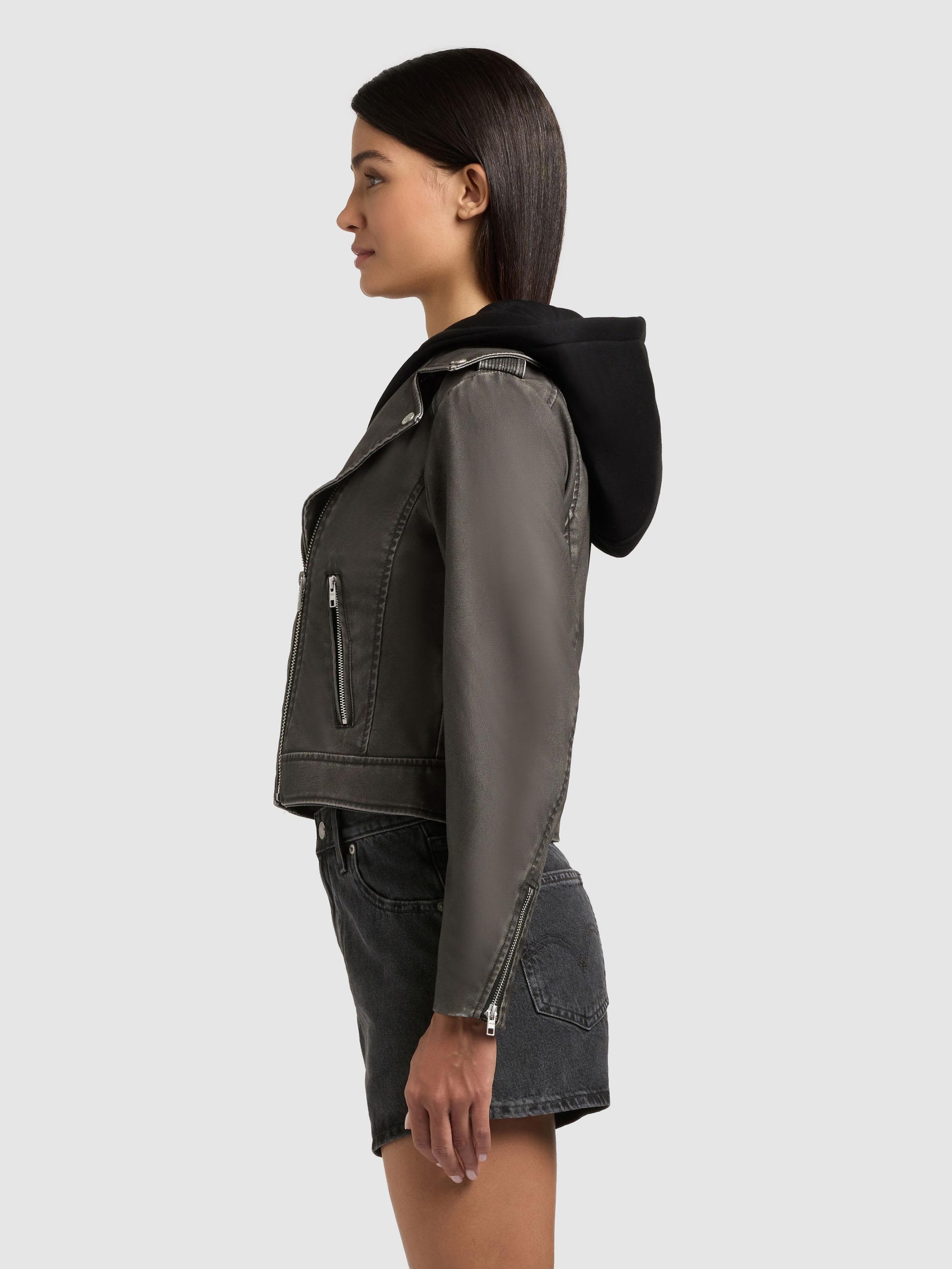 khujo Lederimitatjacke "Yael" mit Kapuze Klassische Kunstlederjacke mit abn günstig online kaufen