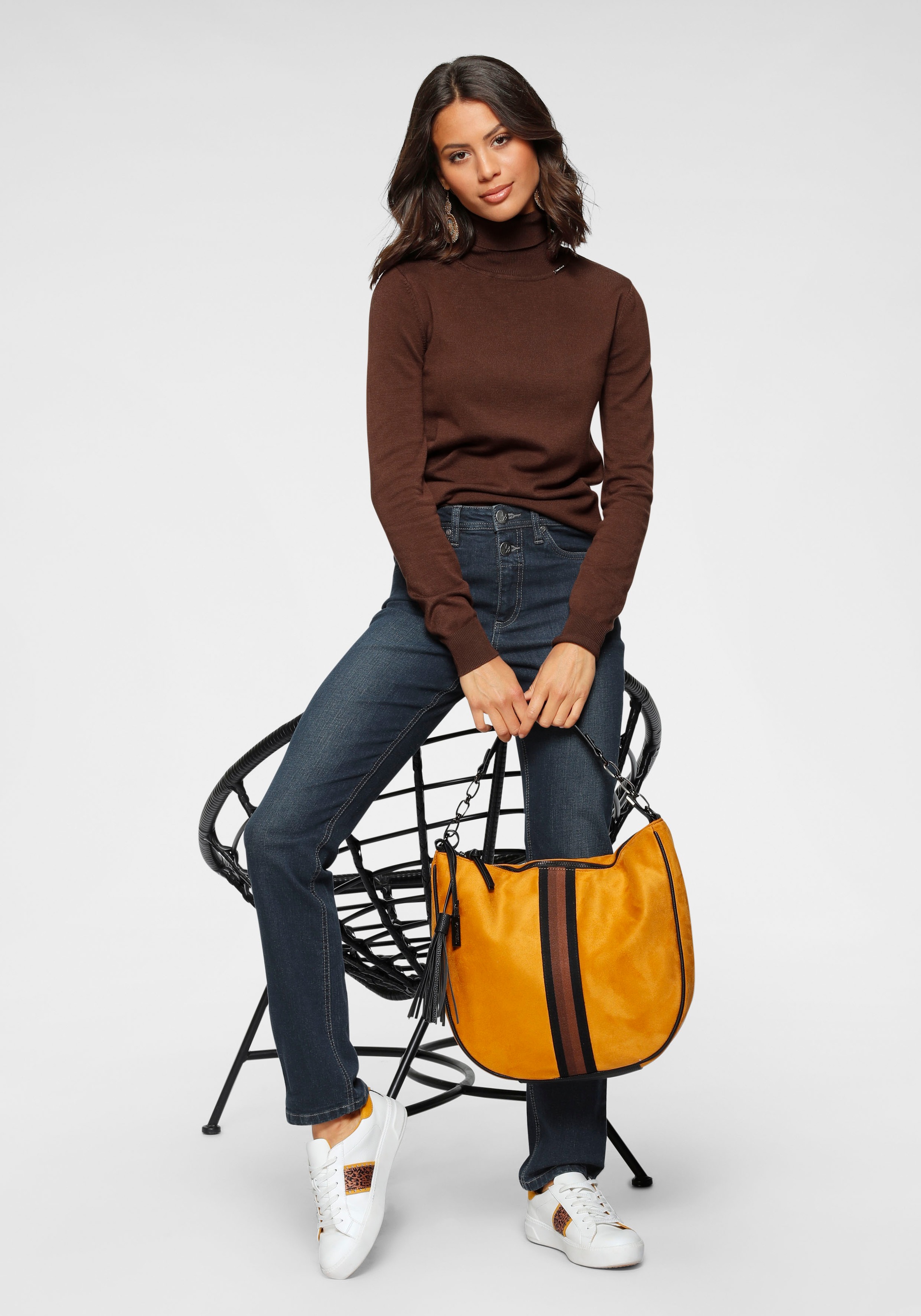 Thumbnail - Bruno Banani Rollkragenpullover mit Metalllogo