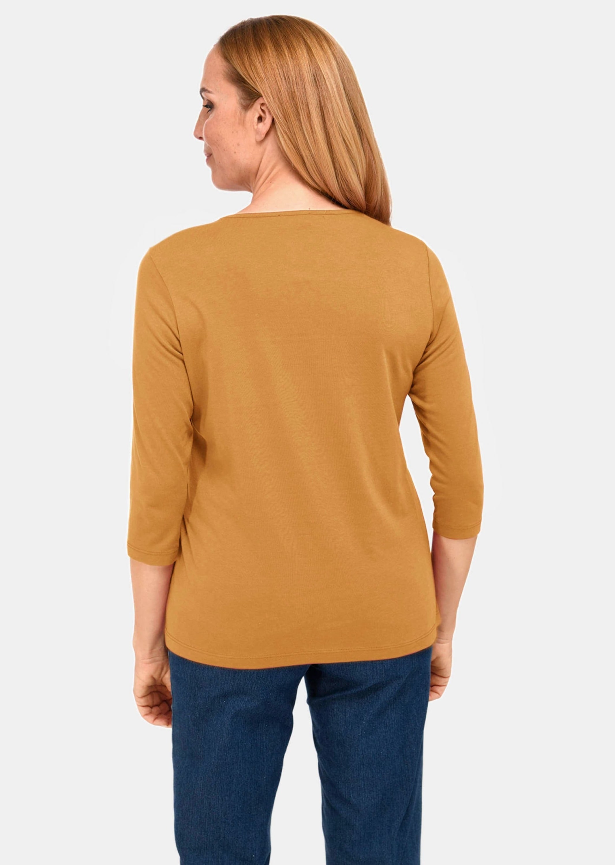 GOLDNER 3/4-Arm-Shirt »Shirt T-Shirt mit charmantem Ausschnitt und Schmucksteinchen«