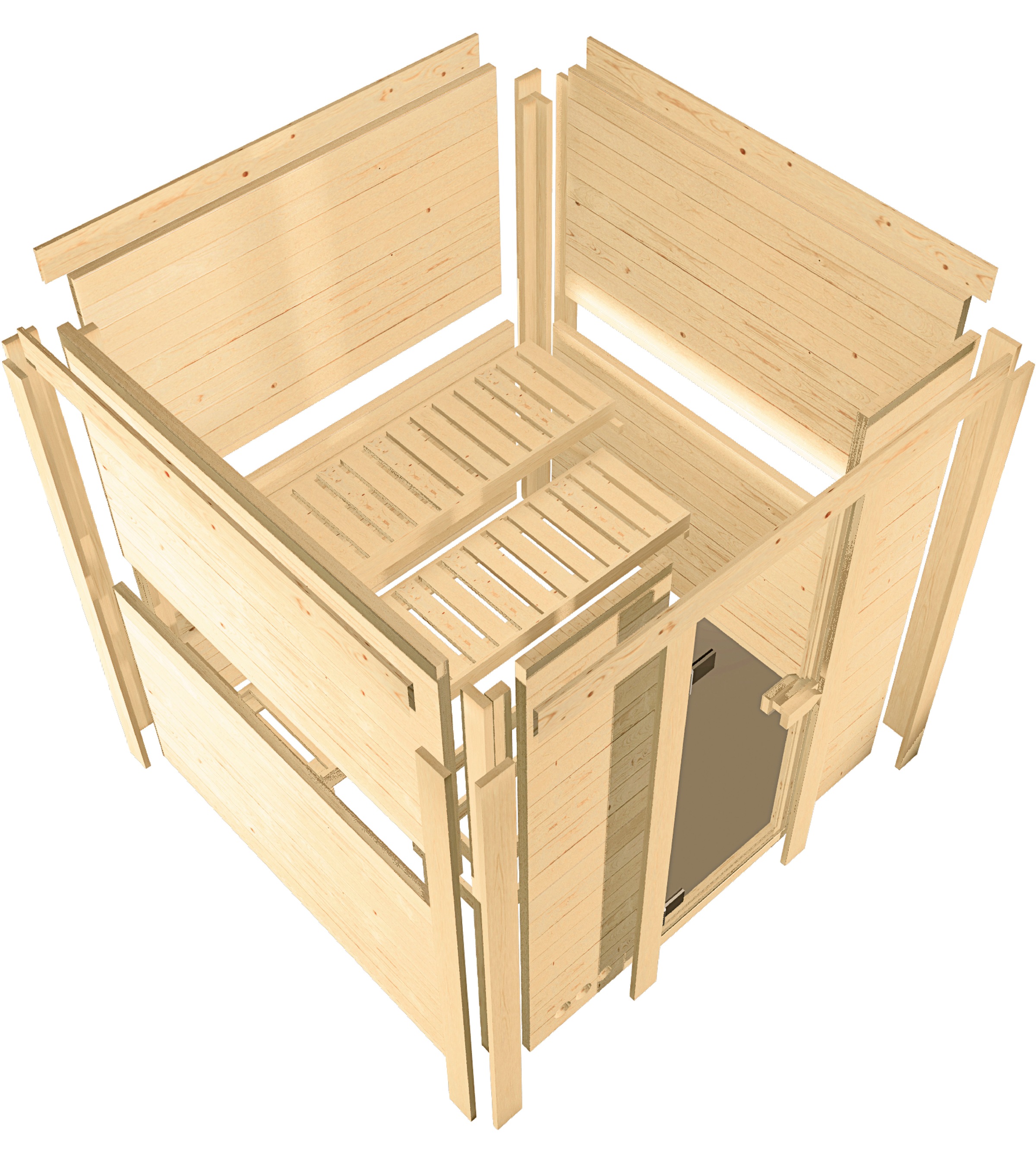 Karibu Sauna »Sina 3« Set,  Ofen 9 kW integr. Strg