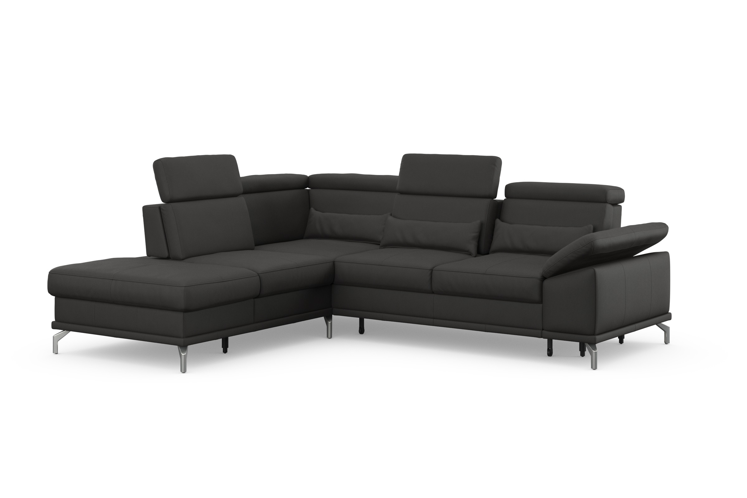 sit&more Ecksofa »Cabrio L-Form, mit Sitztiefenverstellung, Arm- und Kopfteilverstellung«, 3 Nierenkissen, Federkern, optional Bettfunktion und Stauraum