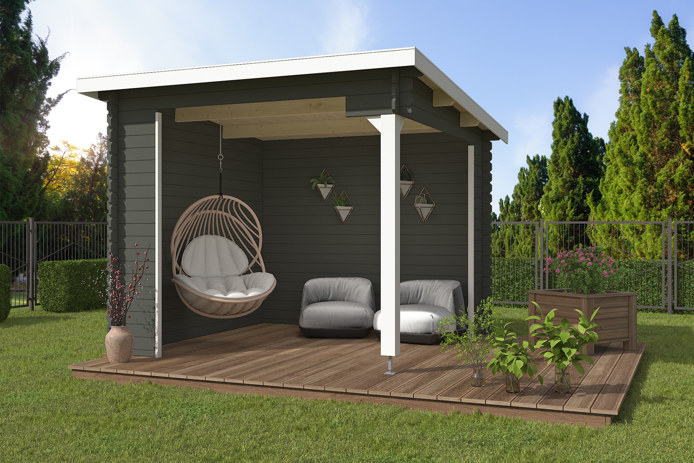 Nordic Holz Gartenhaus "Buffalo 275", (Unterstand inkl. Rückwand) günstig online kaufen