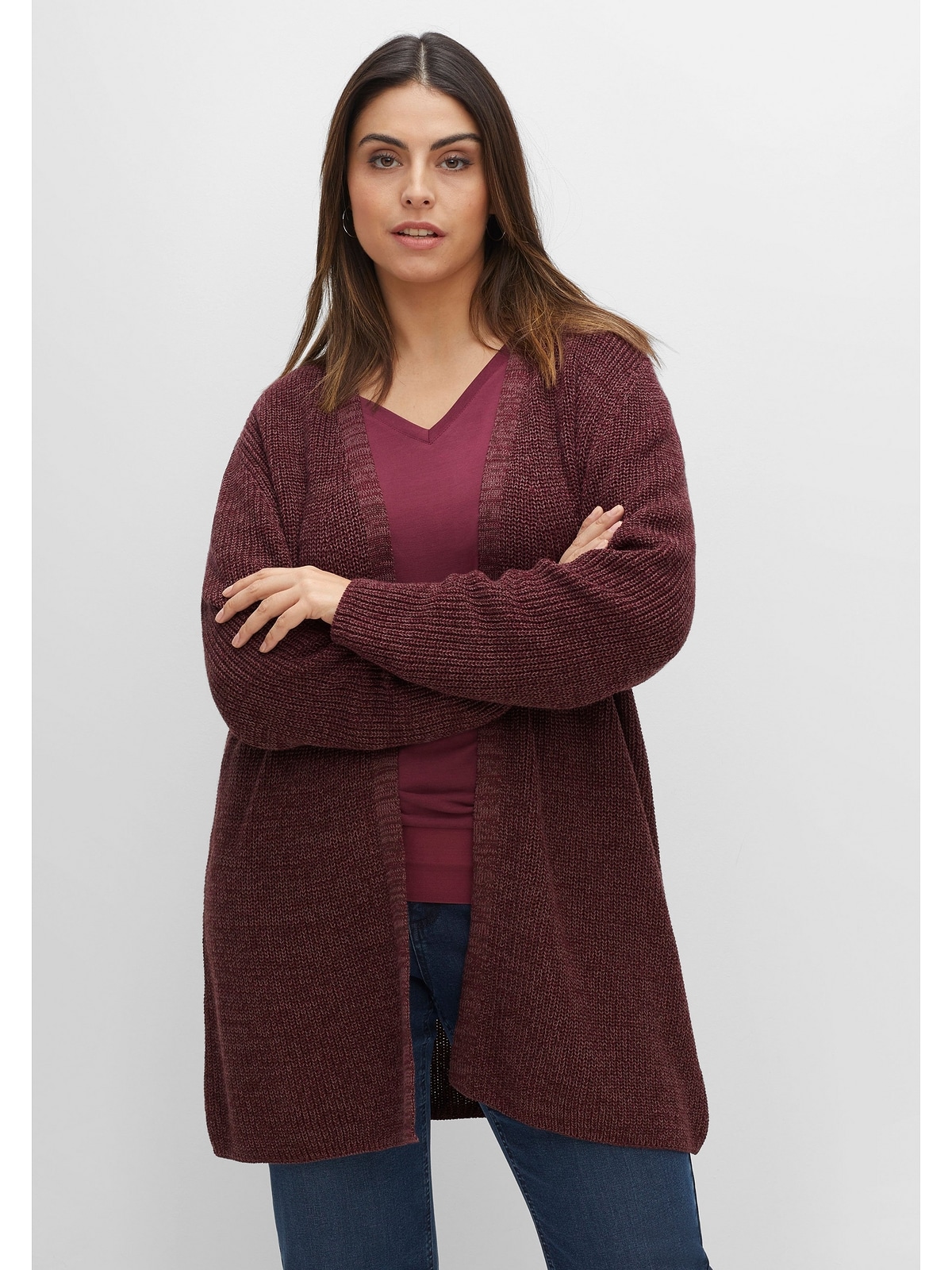 Größen«, bestellen BAUR Cardigan | »Große online Form Sheego offene in A-Linie,