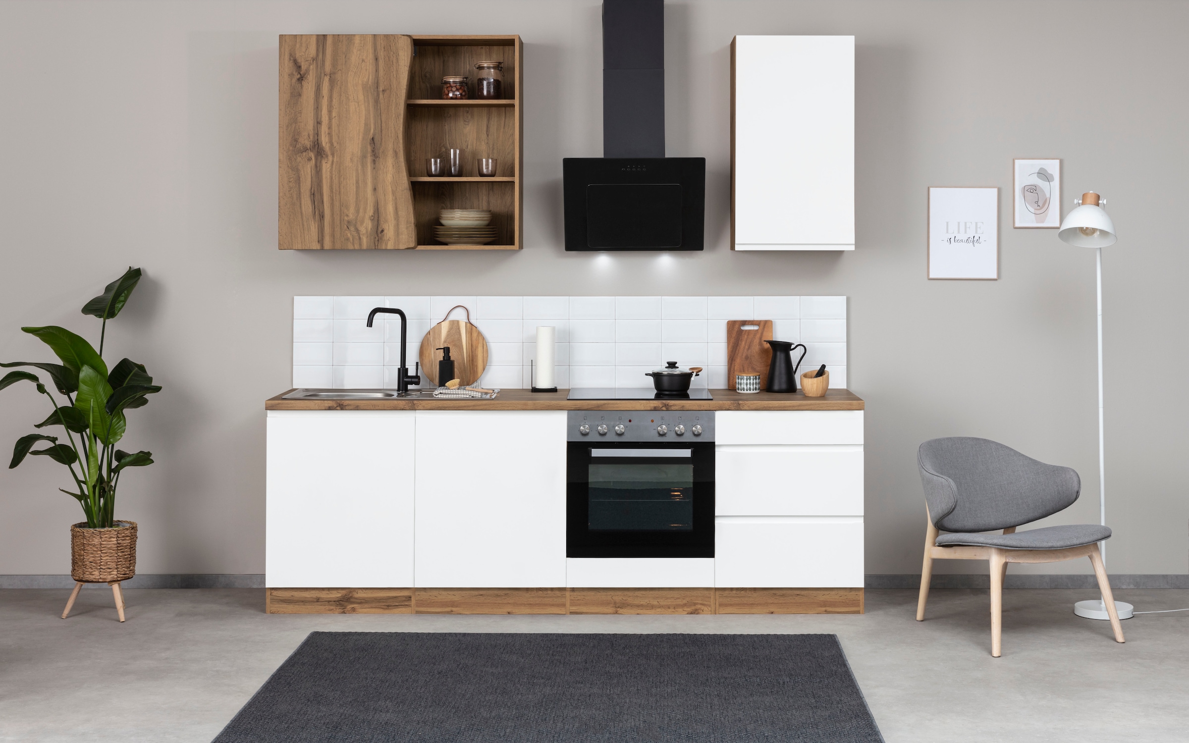 Küche »KS-Bruneck«, 240cm breit, wahlweise mit oder ohne E-Geräte, hochwertige...