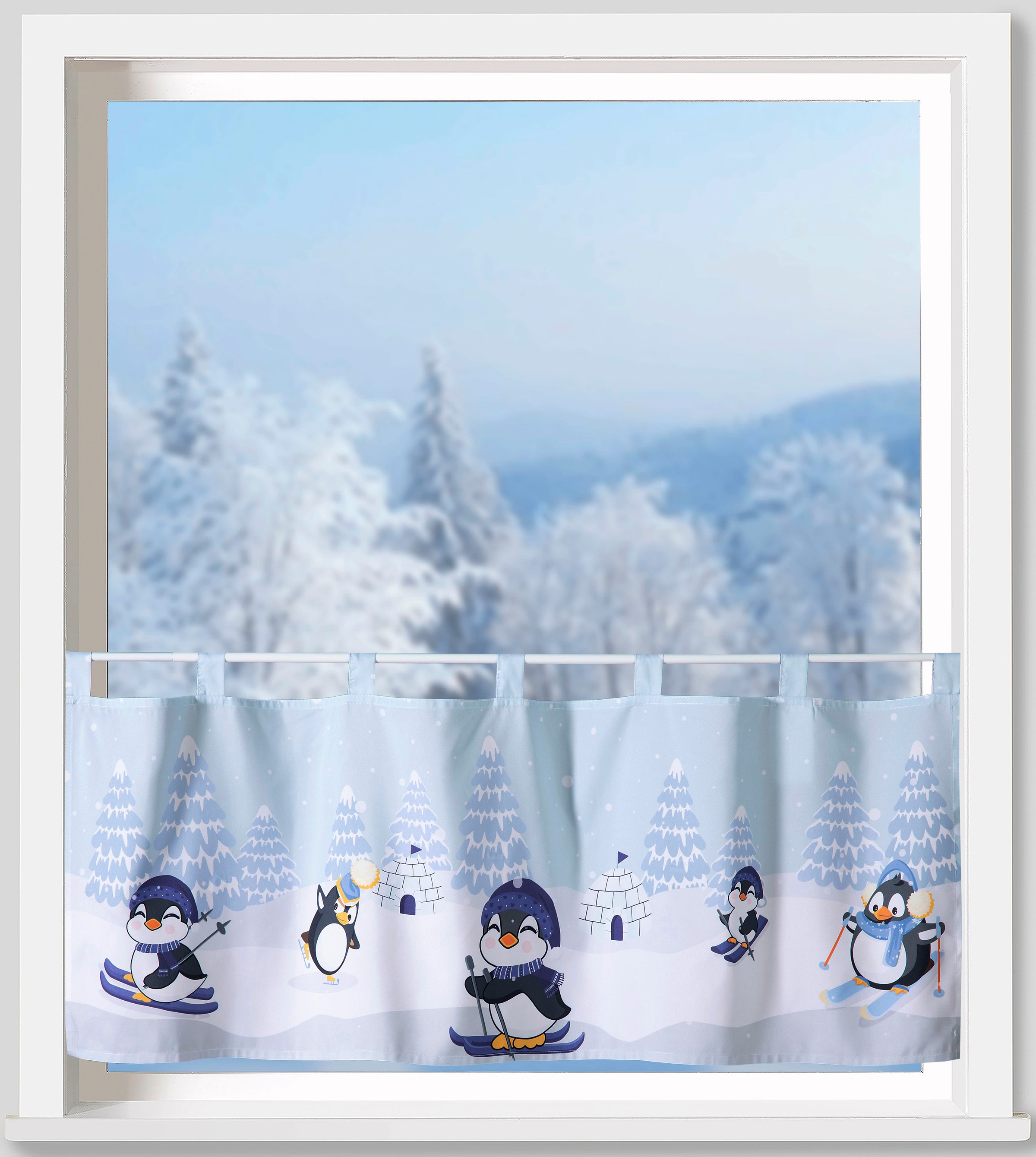 Weckbrodt Scheibengardine "Comic-Pinguine" Schlaufen 1 Stk. tlg. Microsatin günstig online kaufen