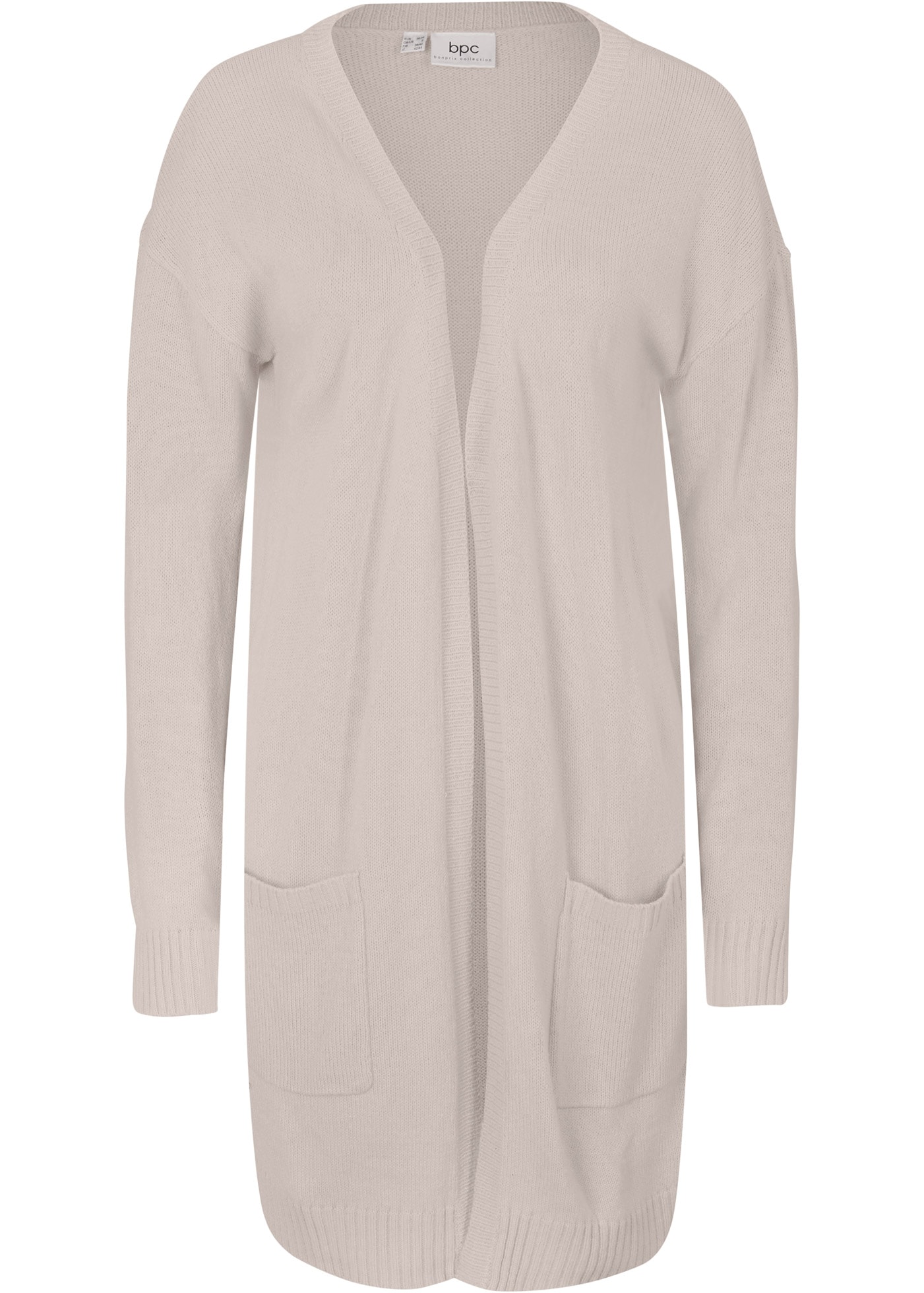 bonprix Longstrickjacke ohne Verschluss und mit zwei aufgesetzten Taschen