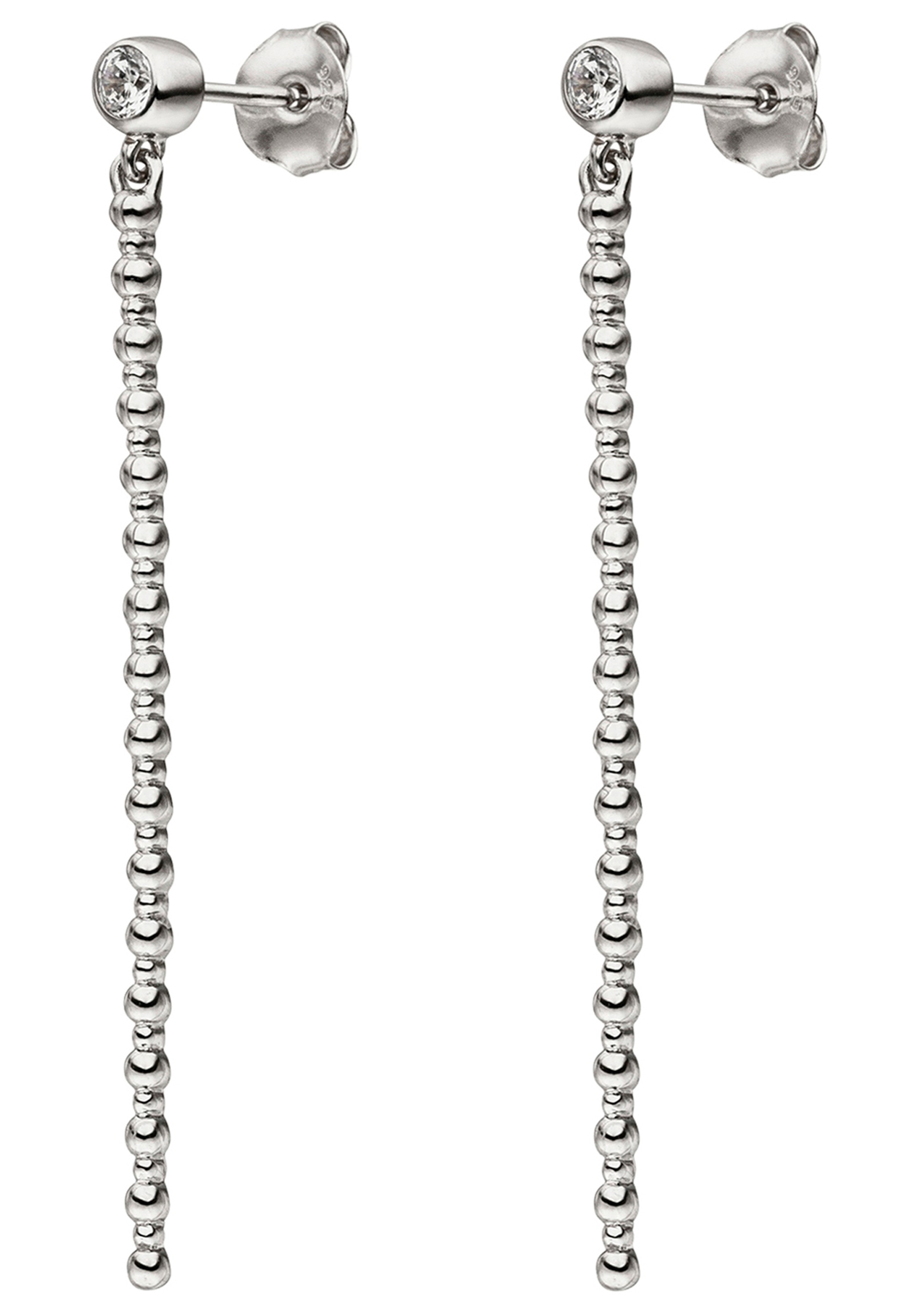 Paar Ohrhänger JOBO "Ohrringe hängend 53 mm lang", silber 925, weiß, Ohrringe, Damen, Silber 925 (Sterlingsilber), 925 Silber mit Zirkonia 2