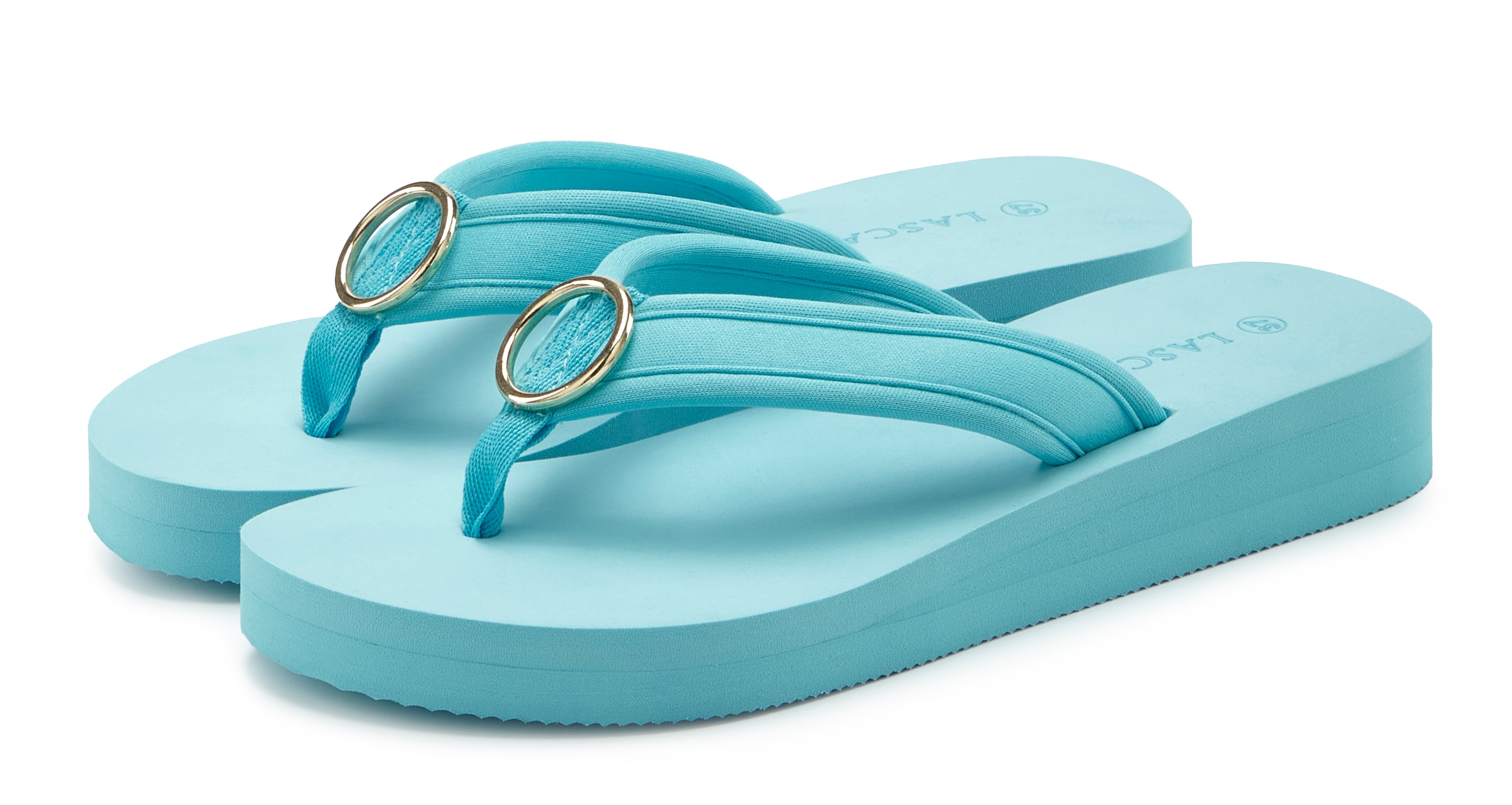 LASCANA Badezehentrenner »Sandale, Badeschuh, Pantolette, Badelatsche, Flip Flop«  Zehentrenner mit Ringapplikation "Italy" VEGAN