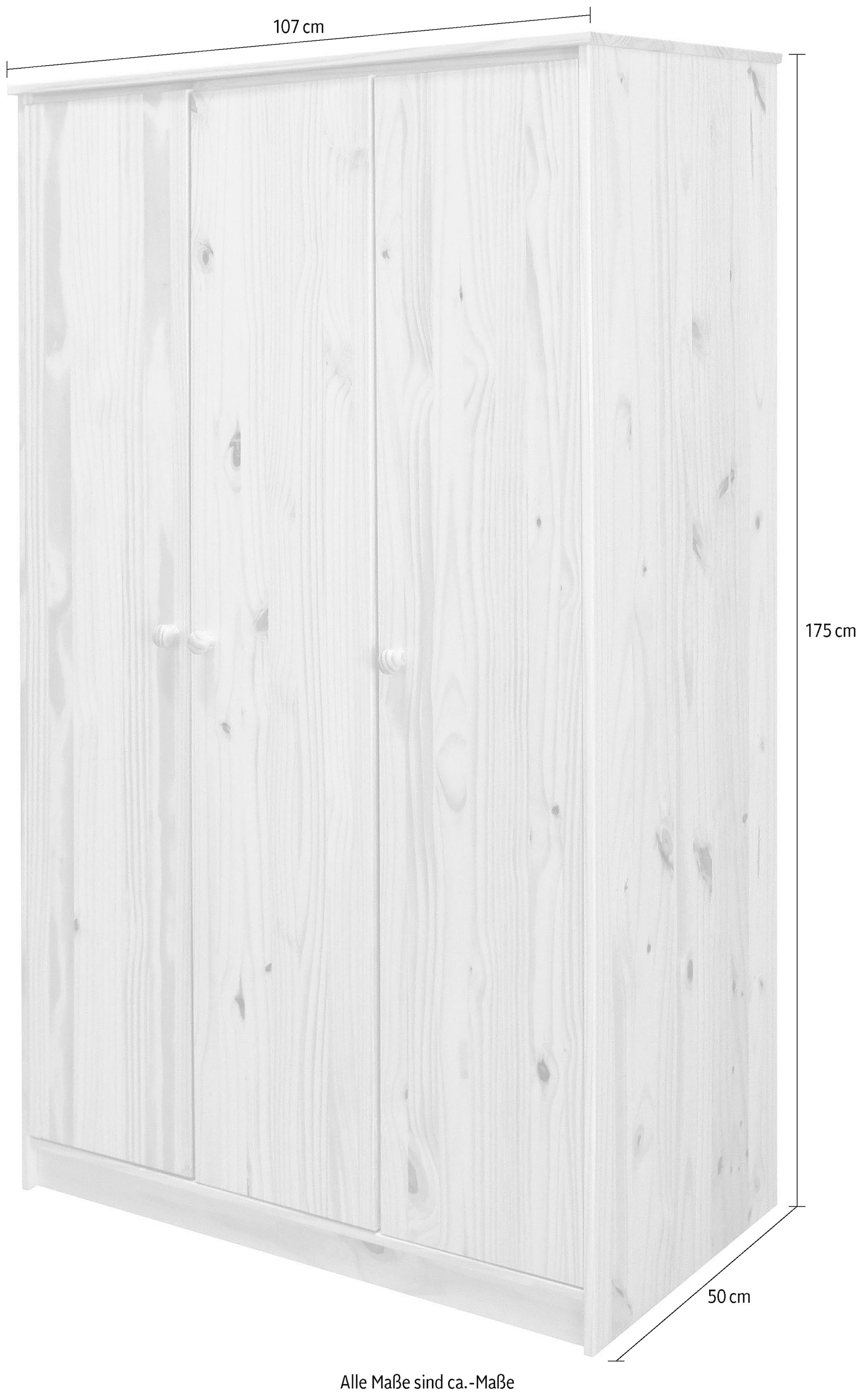 Home affaire Kleiderschrank 1 Stk. tlg. gefertigt aus massivem Kiefernholz