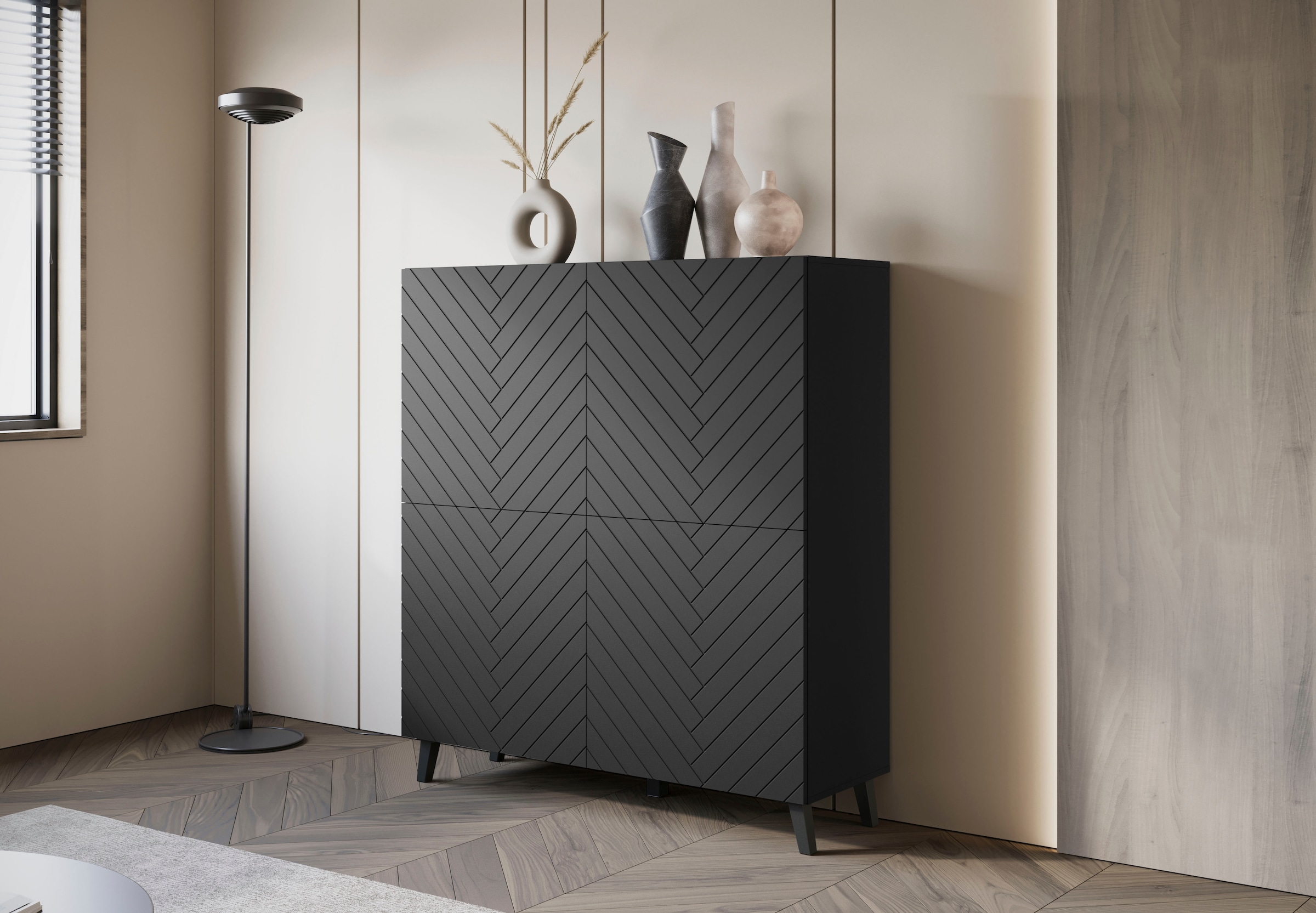 INOSIGN Highboard »HIGHBOARD PHUKET«, (1 St.), moderne Kommode mit 4 Türen und 8 Fächern, Breite 120 cm