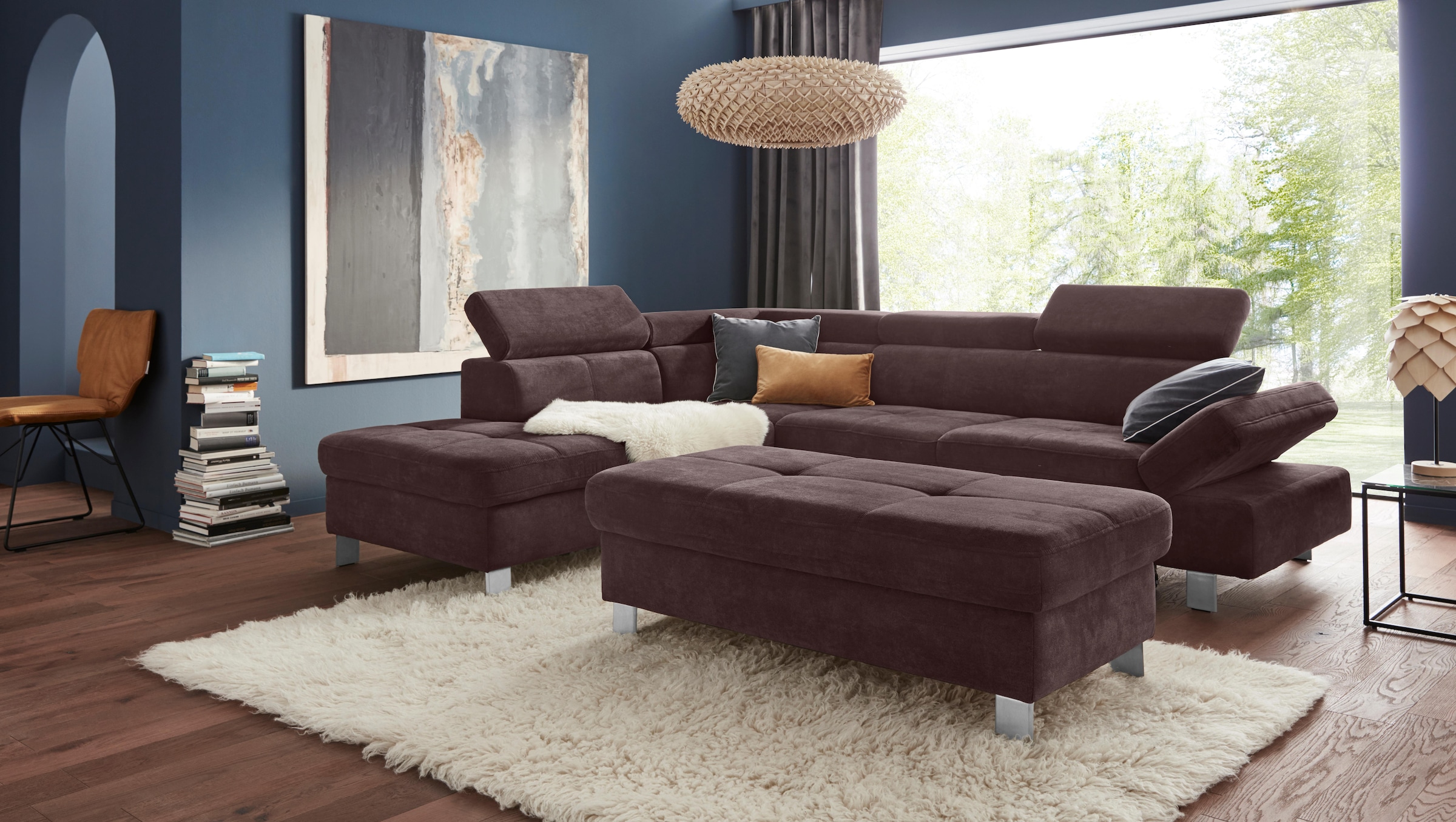 exxpo - sofa fashion Ecksofa »Fiji, L-Form«, mit Kopf- bzw. Rückenverstellung, wahlweise mit Bettfunktion