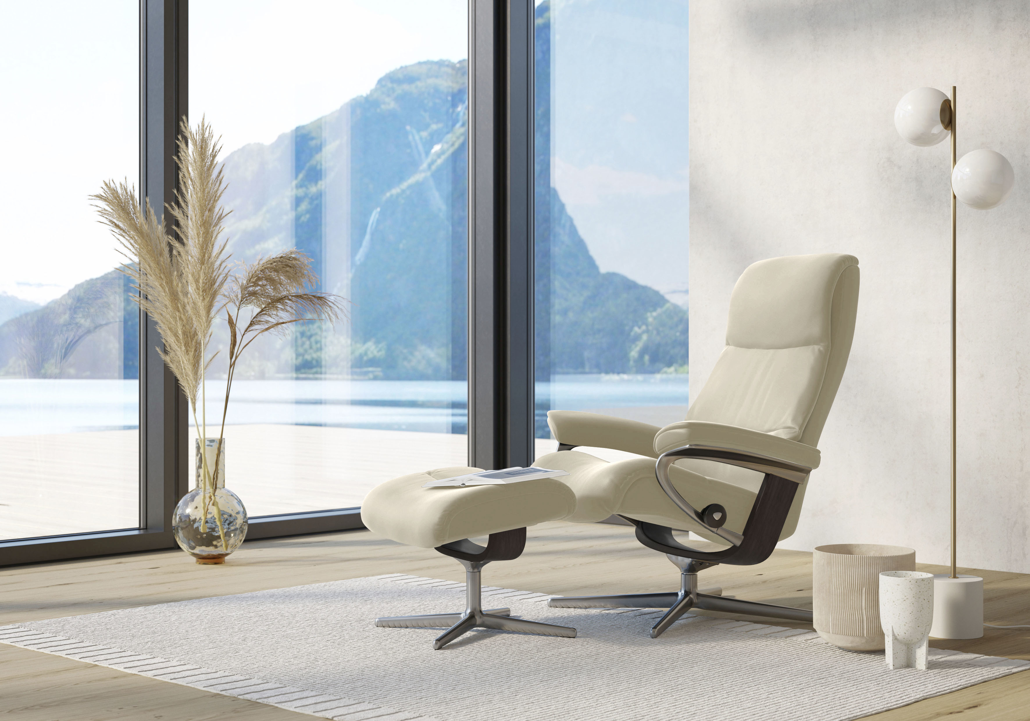 Stressless Relaxsessel "View" mit Cross Base, Größe S, M & L, Holzakzent Wenge