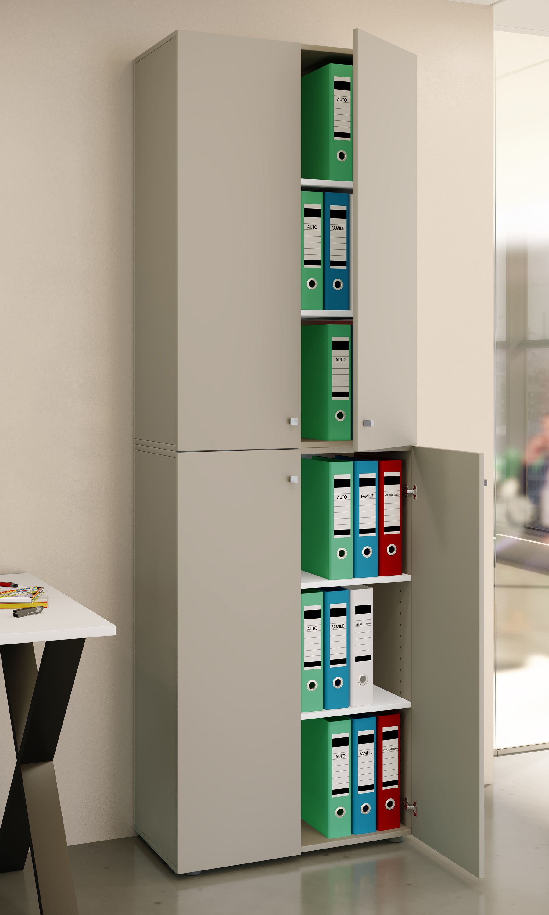 VCM Aktenschrank »VCM Büroschrank mit 6 Fächern | moderner Aktenschrank mit Drehtüren | Maße ca. H. 220 x B. 70 x T. 40cm ¿ Lona 6-Fach«, (1 St.)
