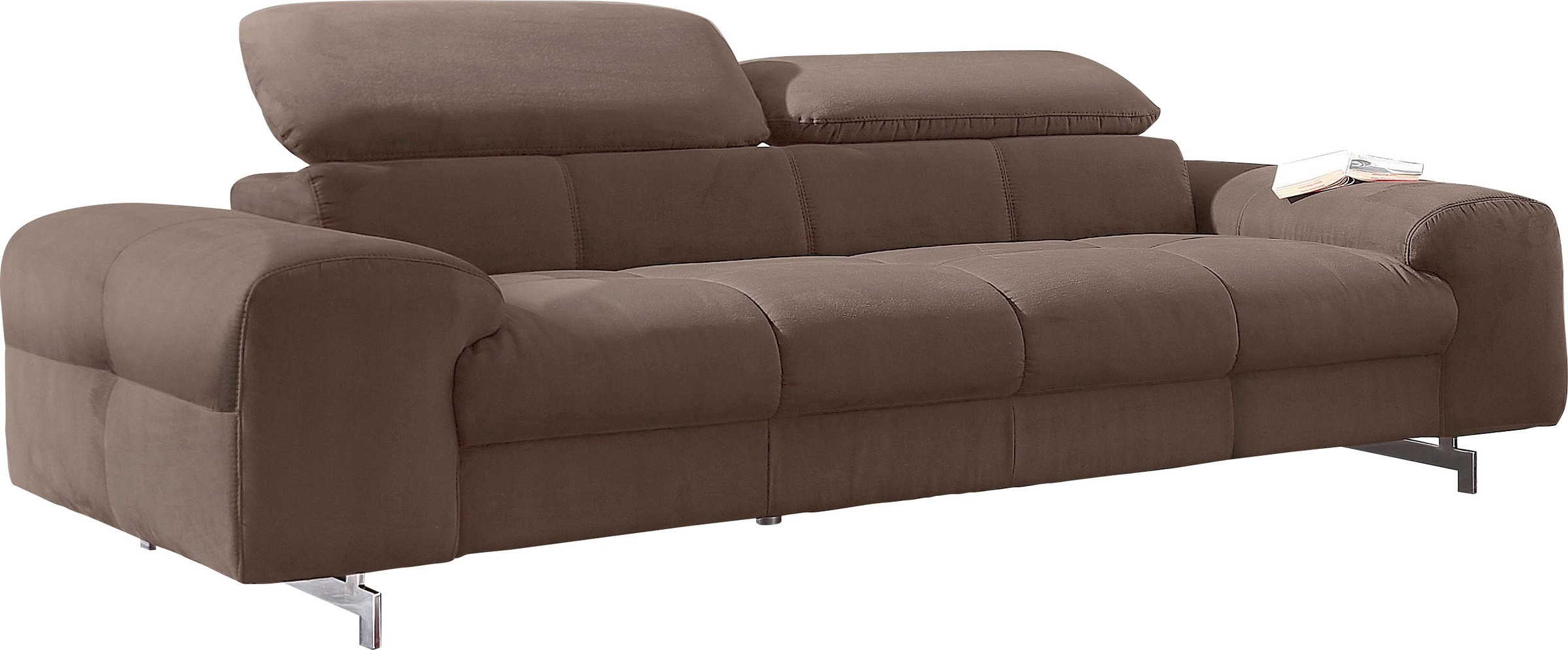 COTTA 3-Sitzer "Chef", Big-Sofa mit Kopfteilverstellung, edle Metallkufen günstig online kaufen