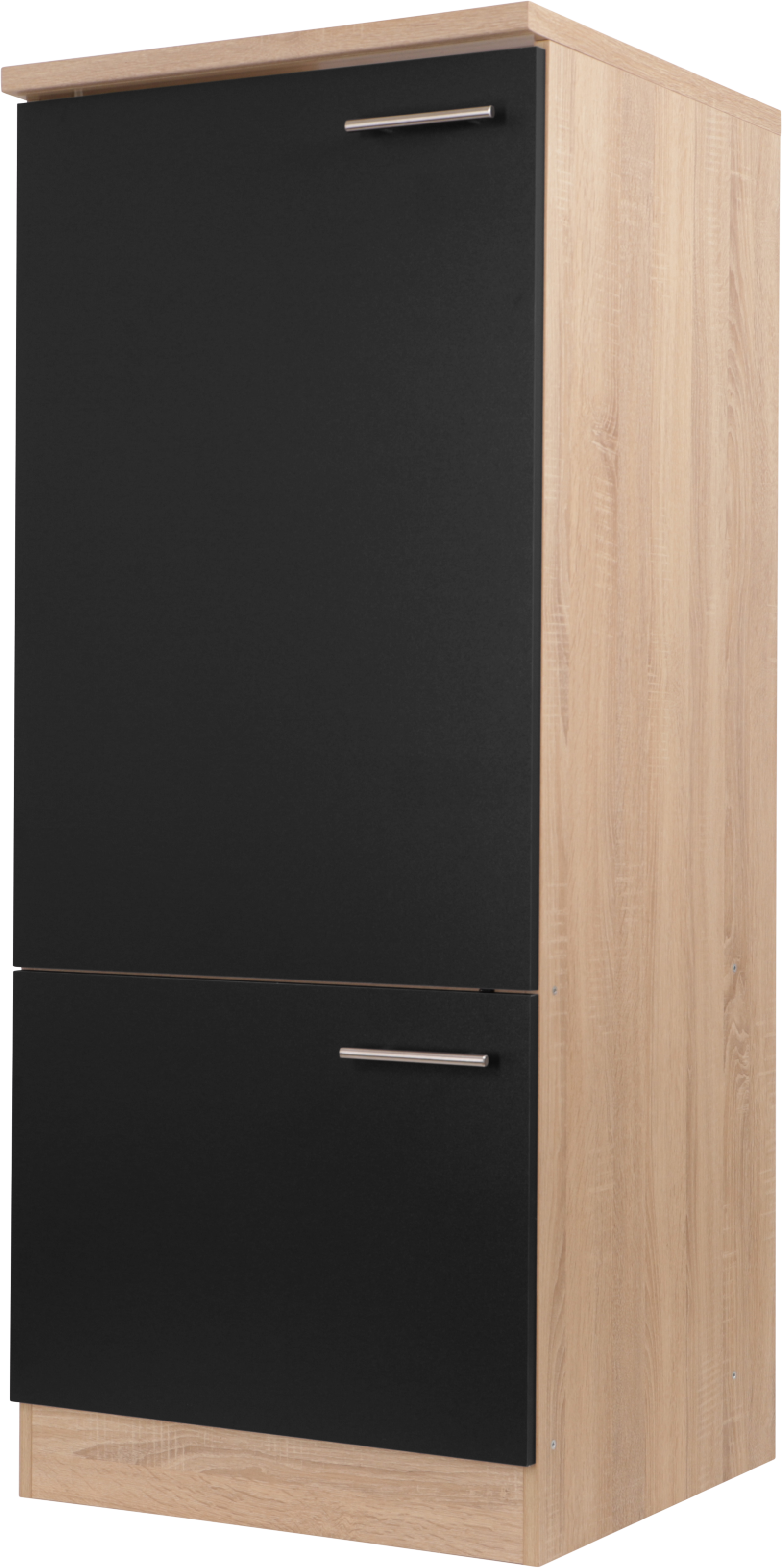 Kühlumbauschrank RESPEKTA, B:60cm H:144,8cm T:60cmschwarz, Schränke, "Merle", Breite 60 cm, Türen wechselseitig anschlagbar, Griffe aus Metall