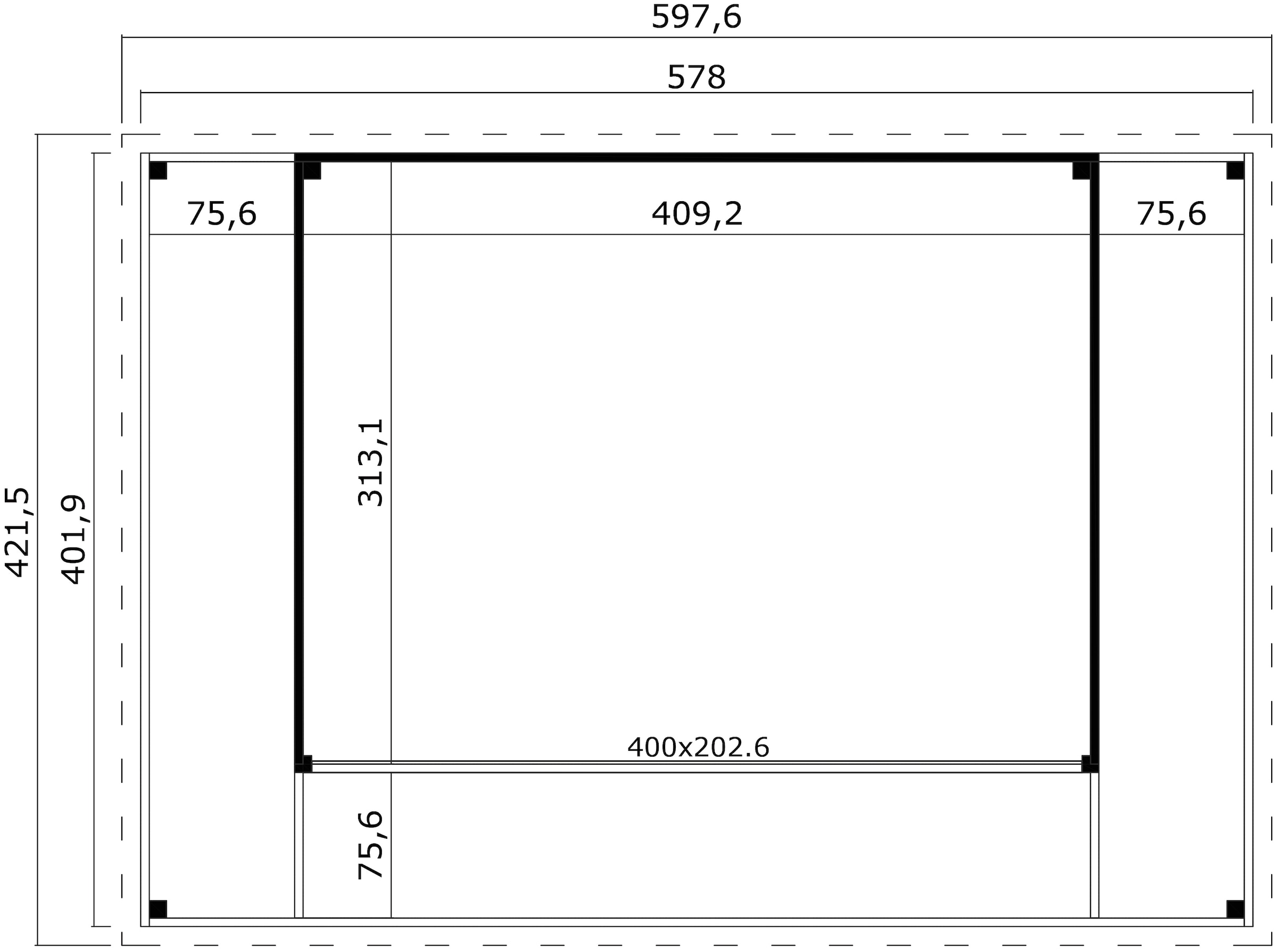 LASITA MAJA Gartenhaus »DOMEO 4 LOGGIA SCHWEDENROT/ANTHRAZIT - NEU«, (Set), mit Überdachung, Fundamentmass 800+4180+800 x 800+3219, Schwedenrot