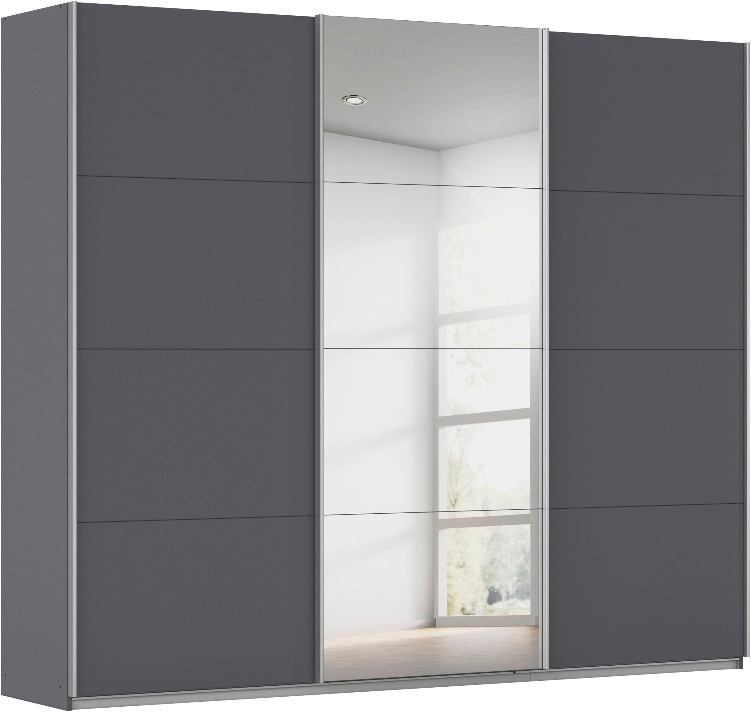 Schwebetürenschrank RAUCH, B:271cm H:229cm T:62cmgraumetallic, Holzwerkstoff, Schränke, "Kleiderschrank Schrank Garderobe Schlafzimmerschrank