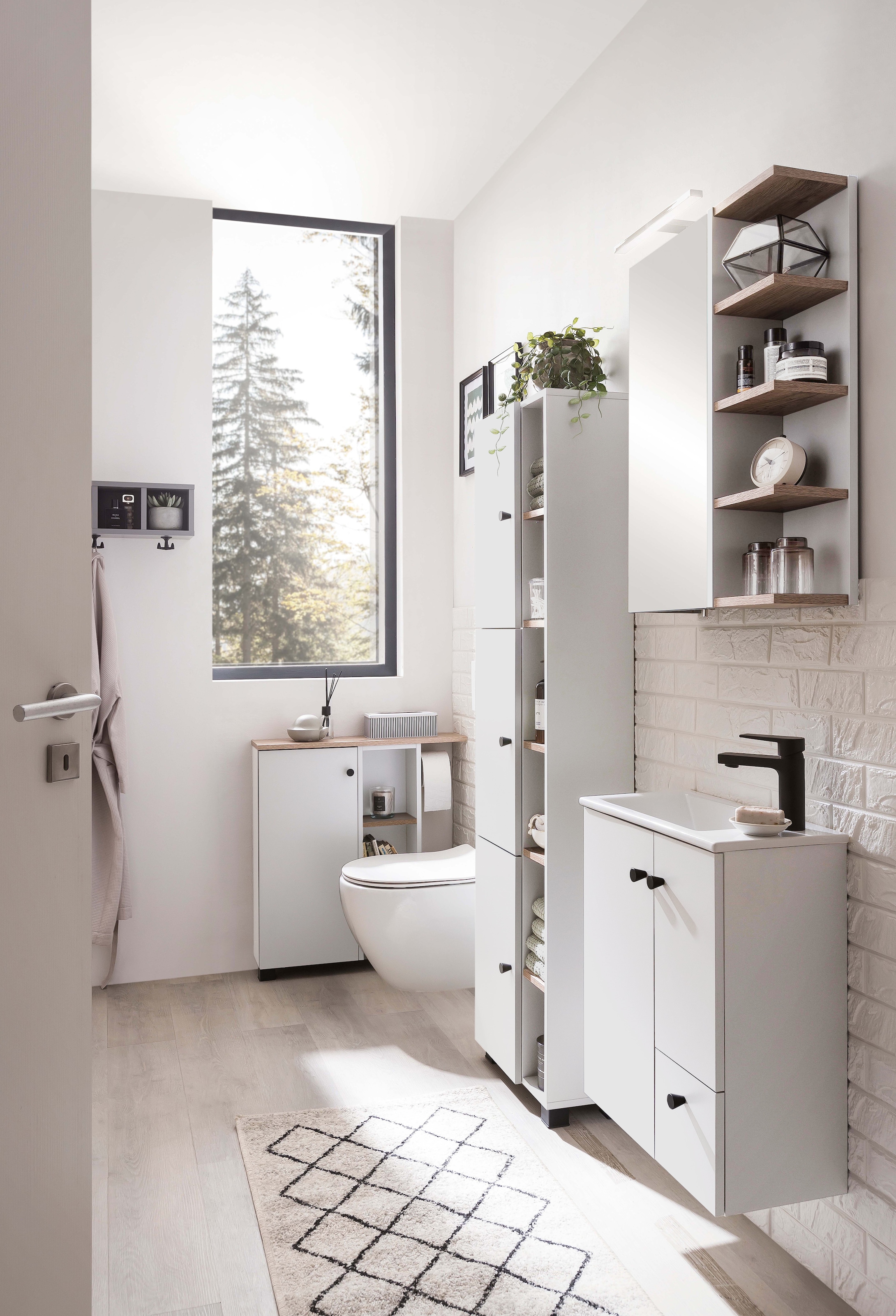 welltime Hochschrank »Lugo, Breite 44 cm« Regal beidseitig montierbar