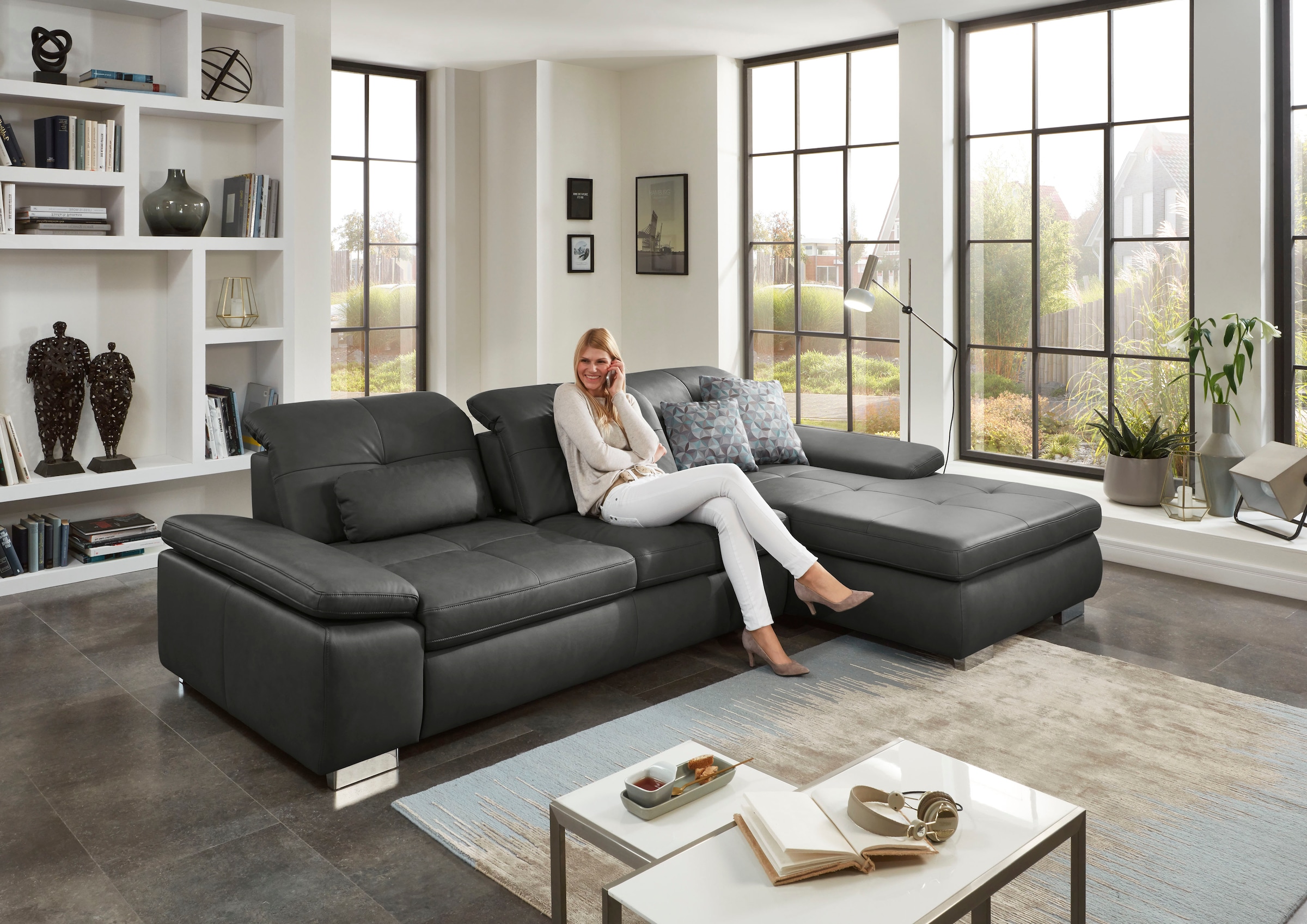 Die PlanBar Ecksofa "PN-IN16012 L-Form, Breite 309 cm" inkl. Sitztiefenvers günstig online kaufen