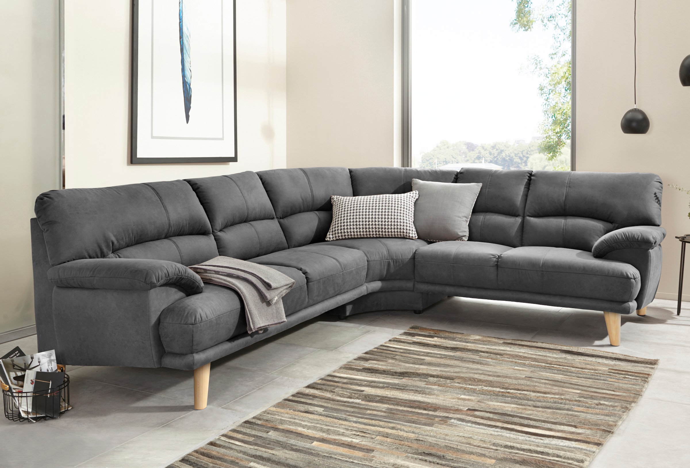 TRENDMANUFAKTUR Polsterecke »Cecilia, italienisches Designsprache, modern und komfortabel, L-Form,«, toller Sitzkomfort und bequeme Armlehnen